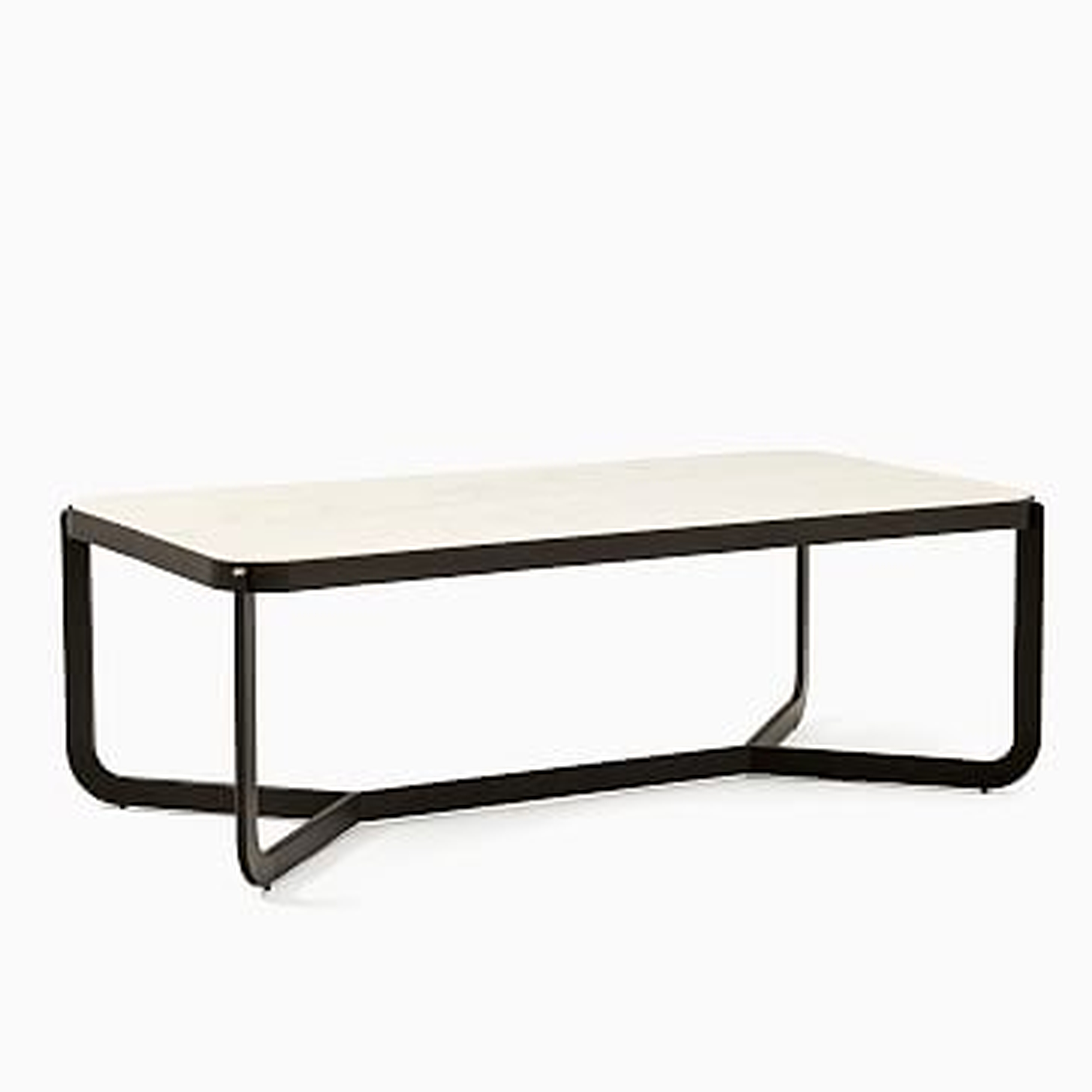 Mina Collection White Marble and Antique Bronze 48 Inch Rectangle Coffee Table - West Elm
