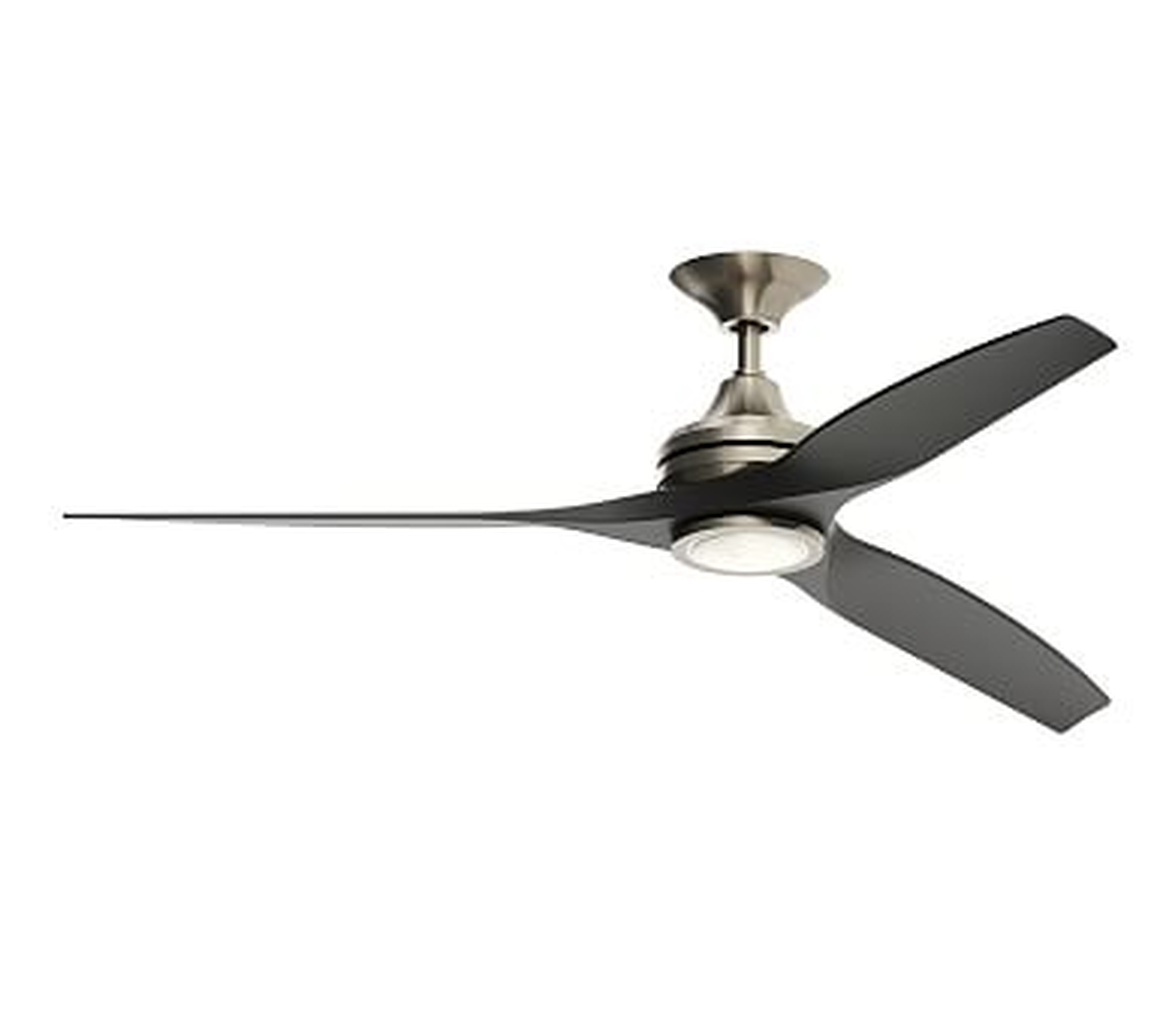 60" Spitfire Indoor/Outdoor Ceiling Fan With LED Kit, Brushed Nickel Motor With Black Blades - Pottery Barn