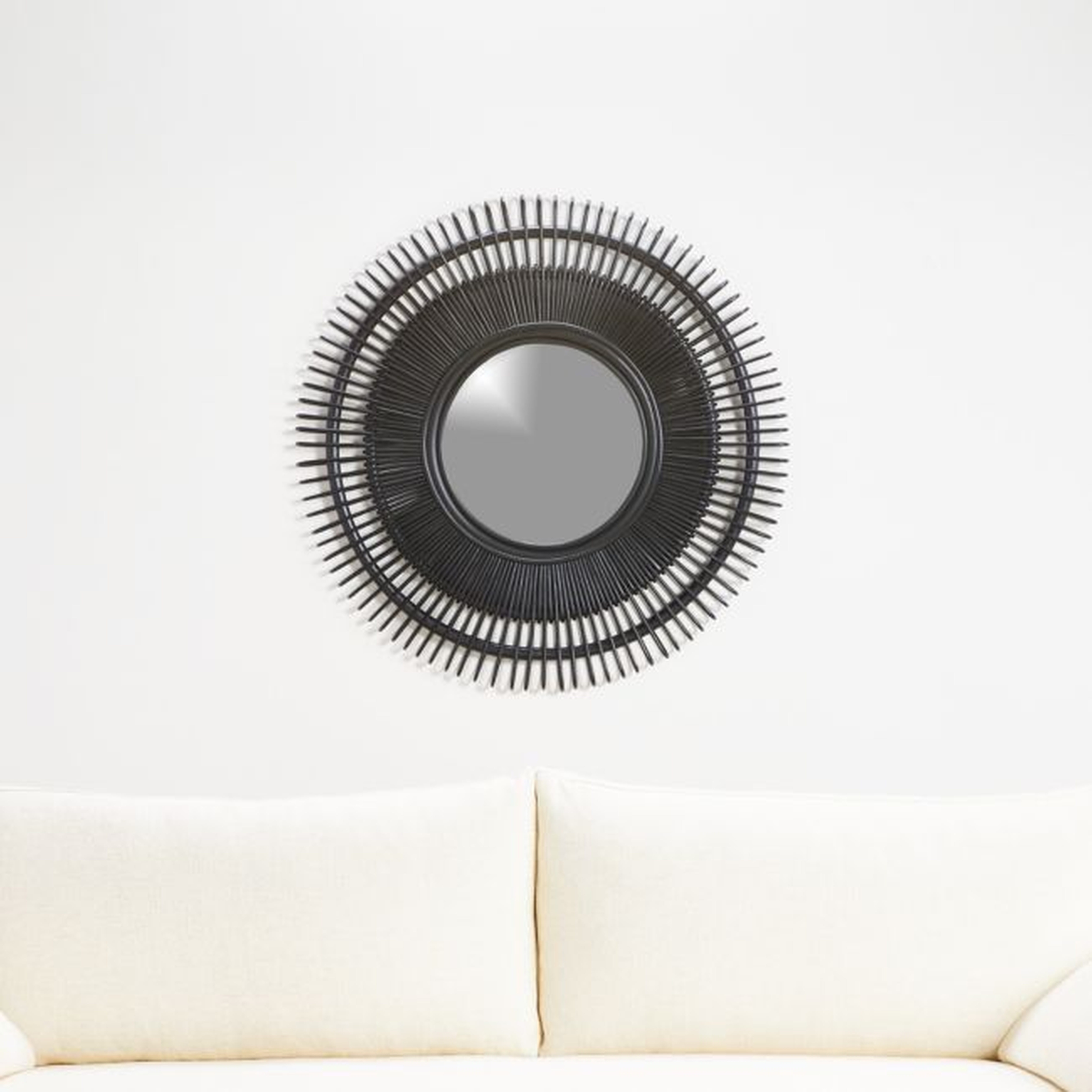 Doheny Black Rattan Mirror - Crate and Barrel