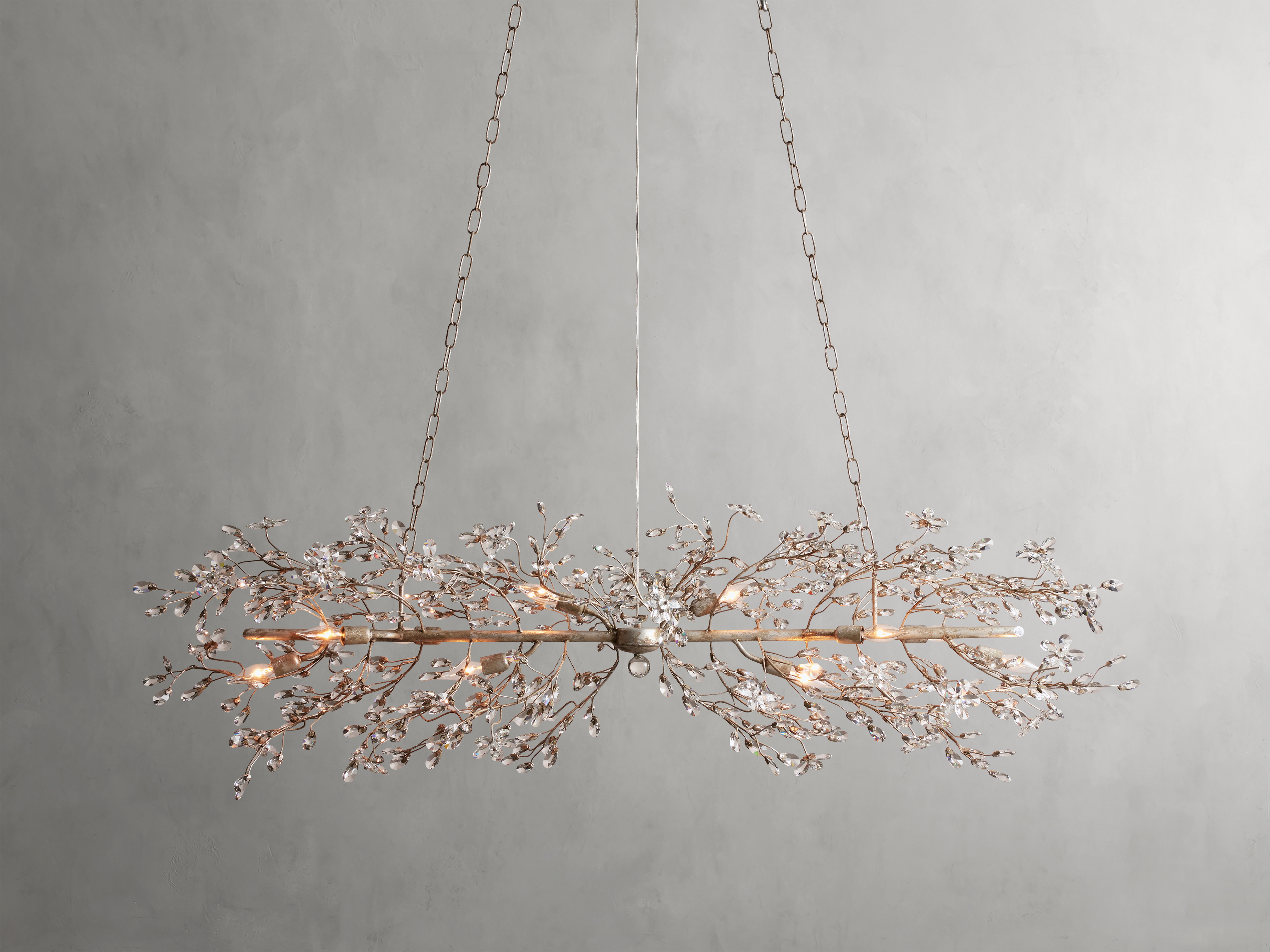 Fiore Linear Chandelier in Crystal 68" Silver   - Arhaus