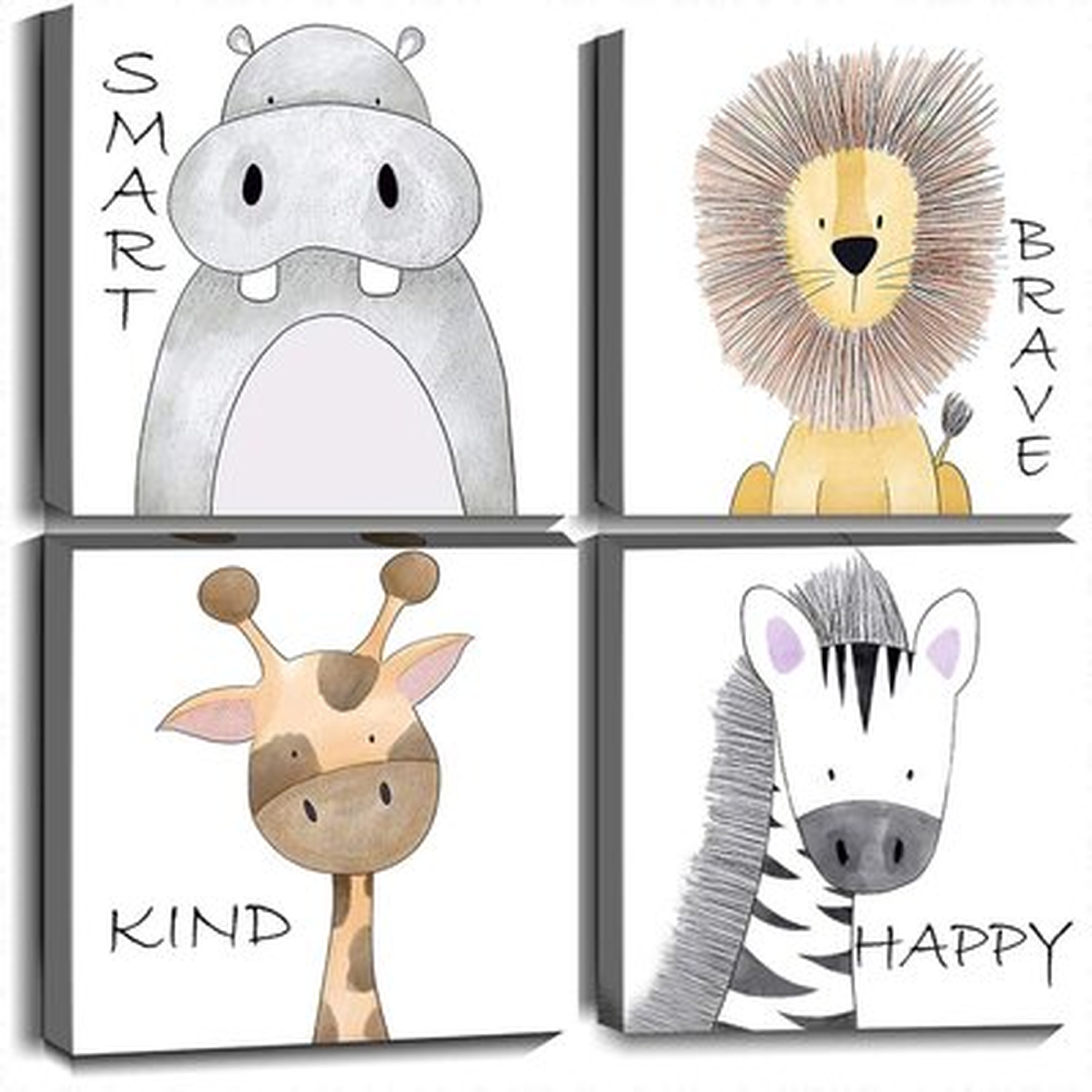 Art Kids Wall Art Inspirational Quotes Canvas Print Safari Animals Painting Picture For Nursery Baby Children's Room Bedroom Decoration - Wayfair