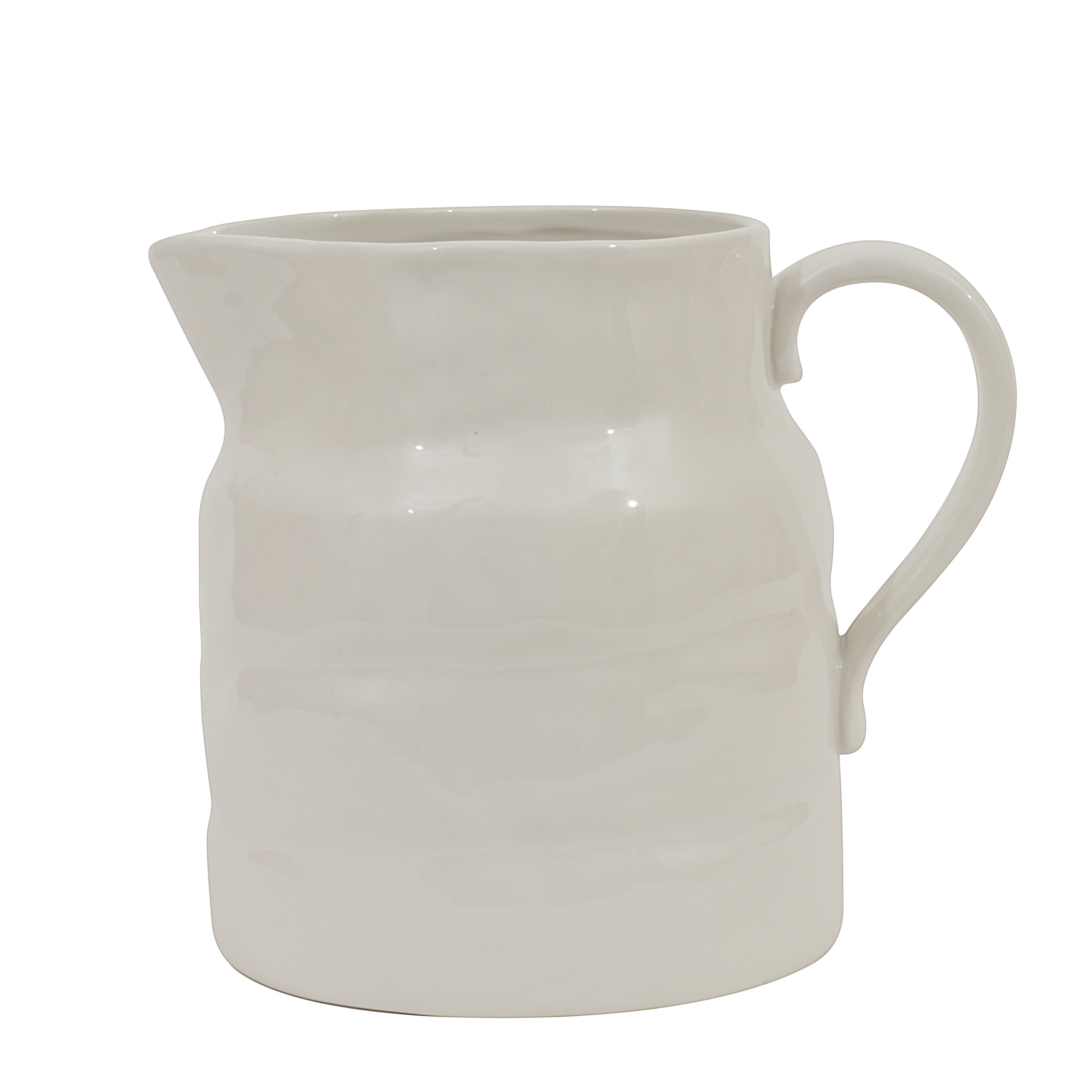 White Vintage Stoneware Pitcher Reproduction - Nomad Home