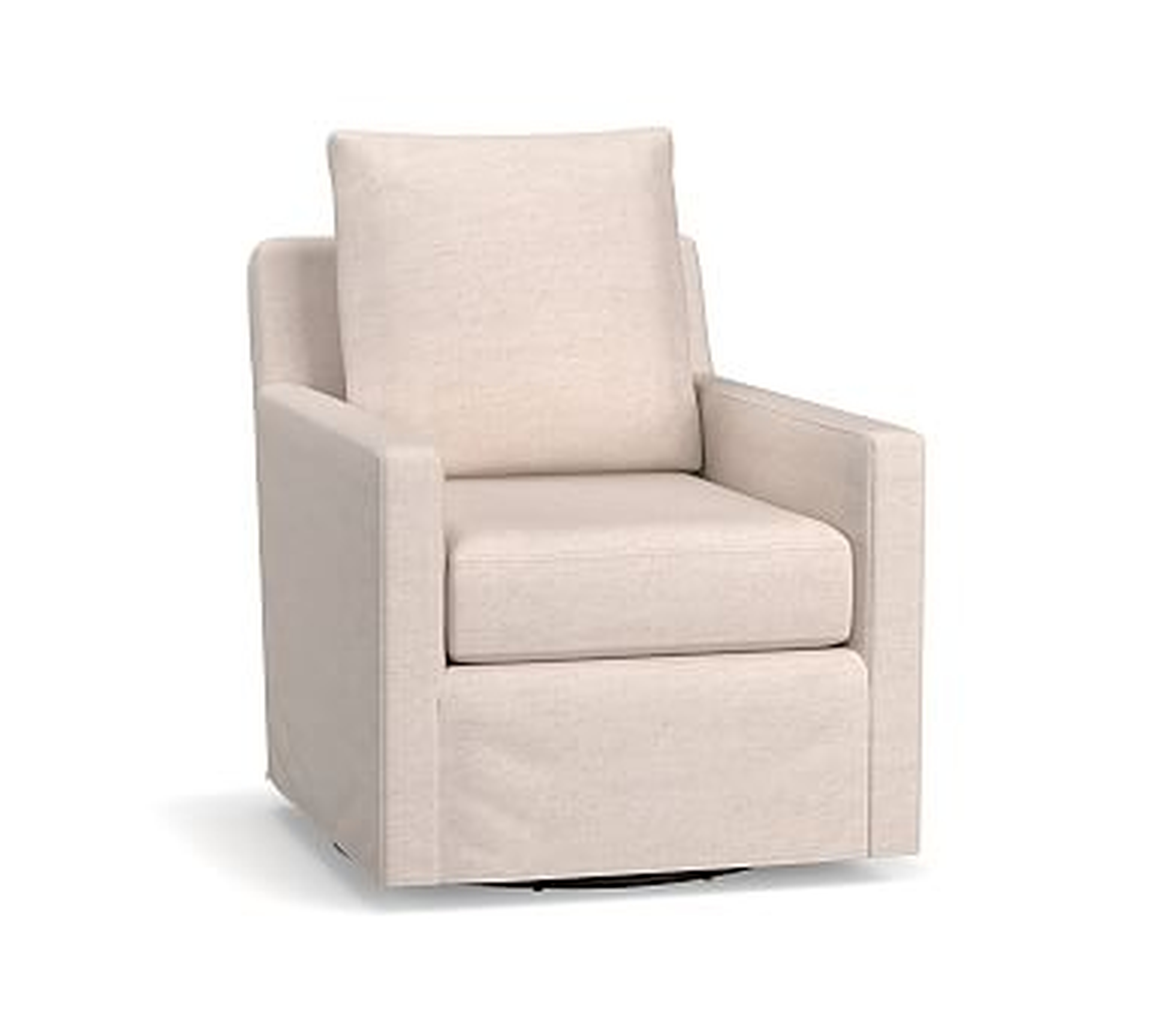 Ayden Slipcovered Swivel Glider, Polyester Wrapped Cushions, Brushed Crossweave Natural - Pottery Barn