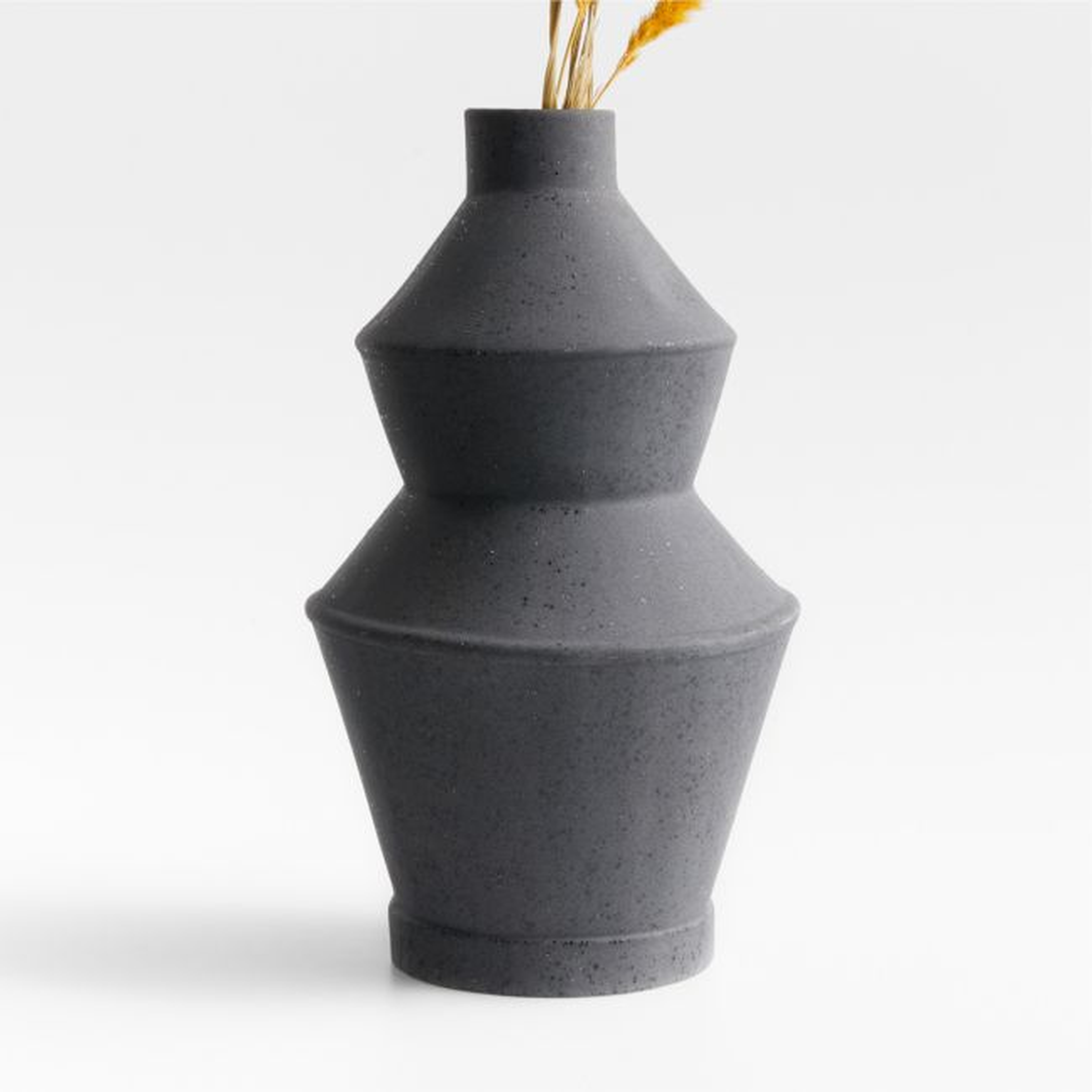Angle Black Ceramic Vase 14" - Crate and Barrel