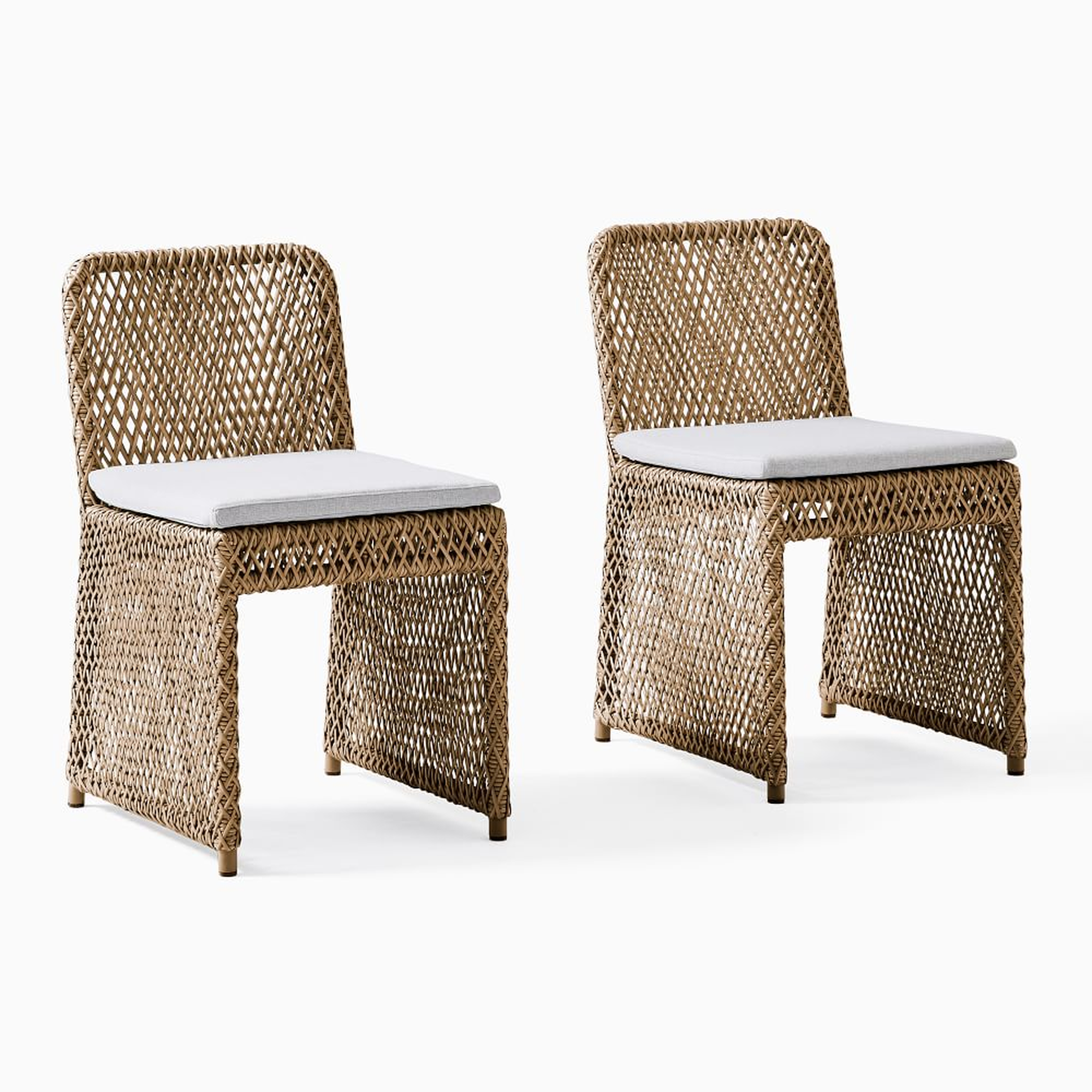 Coastal Dining Chair, Set of 2, All Weather Wicker, Natural - West Elm