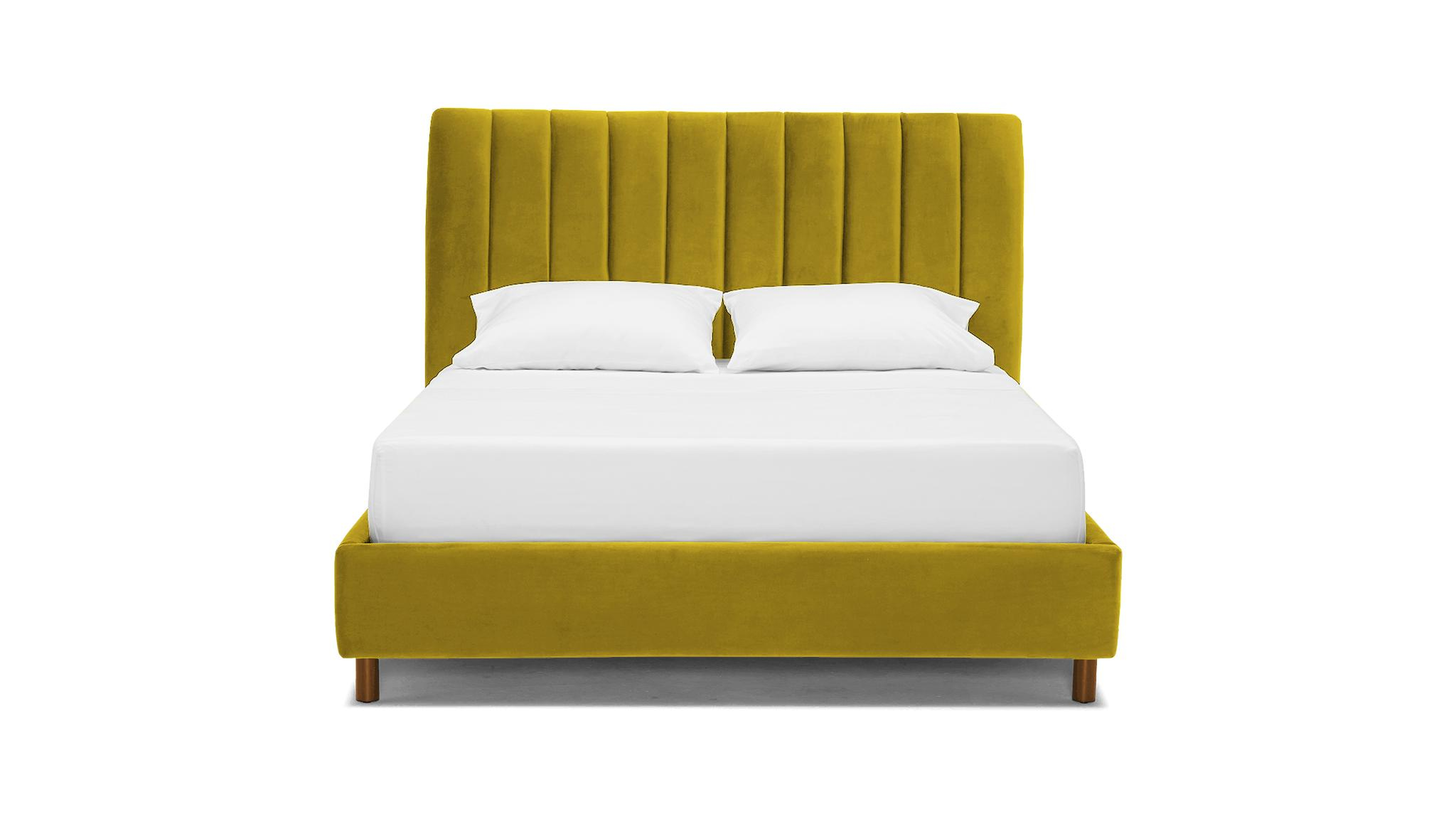 Yellow Lotta Mid Century Modern Bed - Bloke Goldenrod - Mocha - Cal King - Joybird