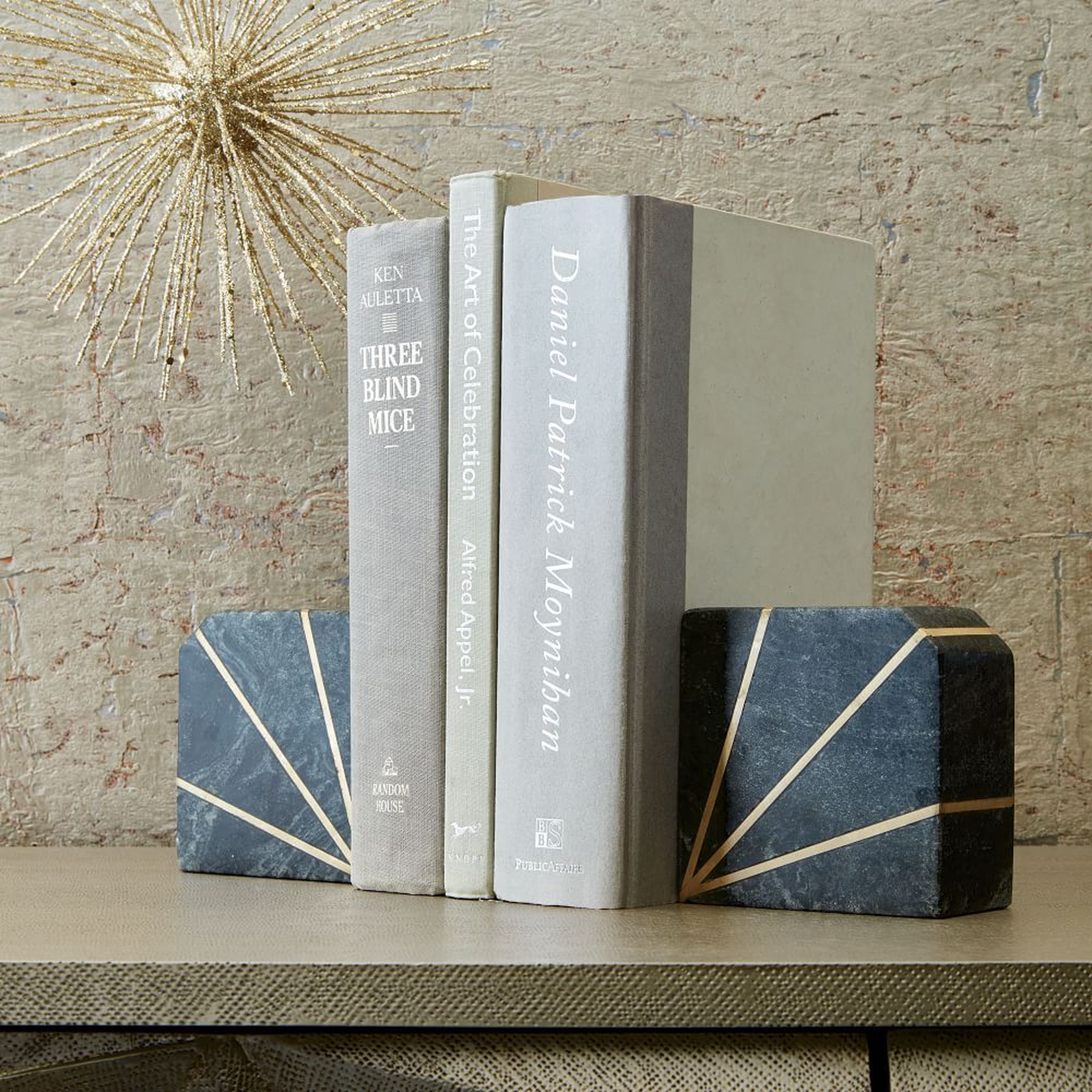 Stone Bookened, Gray Marble, Set of 2 - West Elm