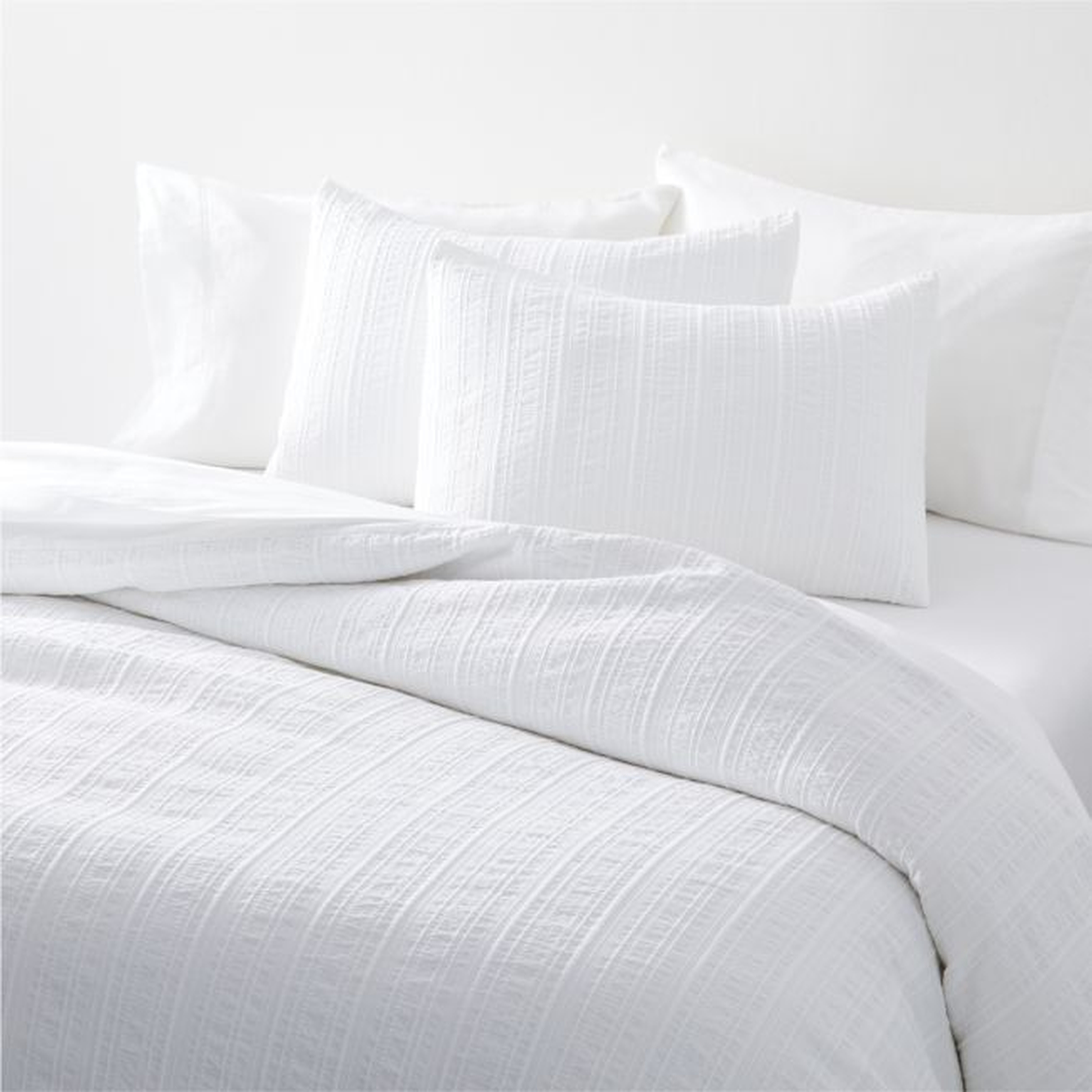 Organic Cotton White Textured Full/Queen Duvet Cover - Crate and Barrel