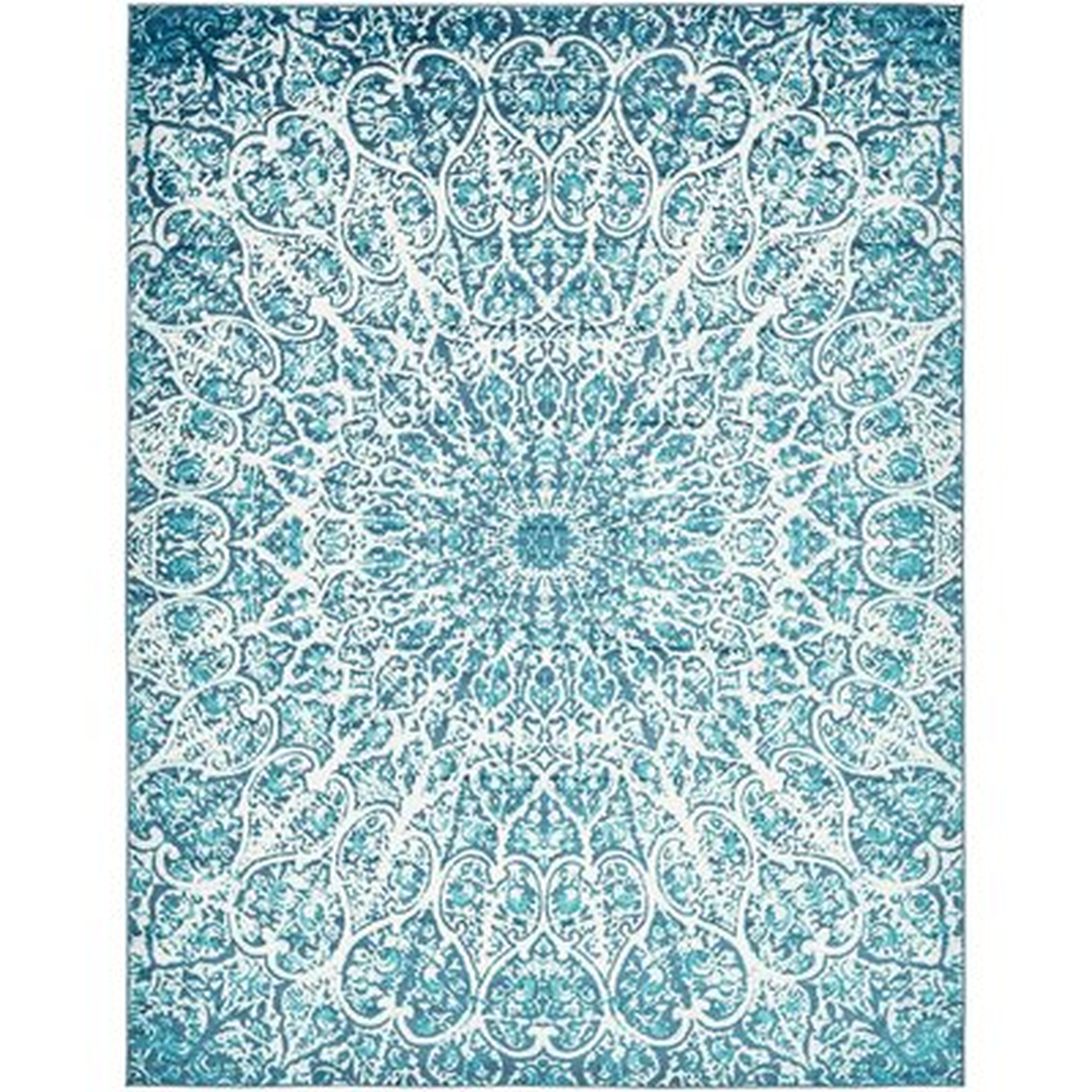 Dyanni Collection Traditional Vintage Area Rug, 9' X 12', Turquoise/Ivory - Wayfair