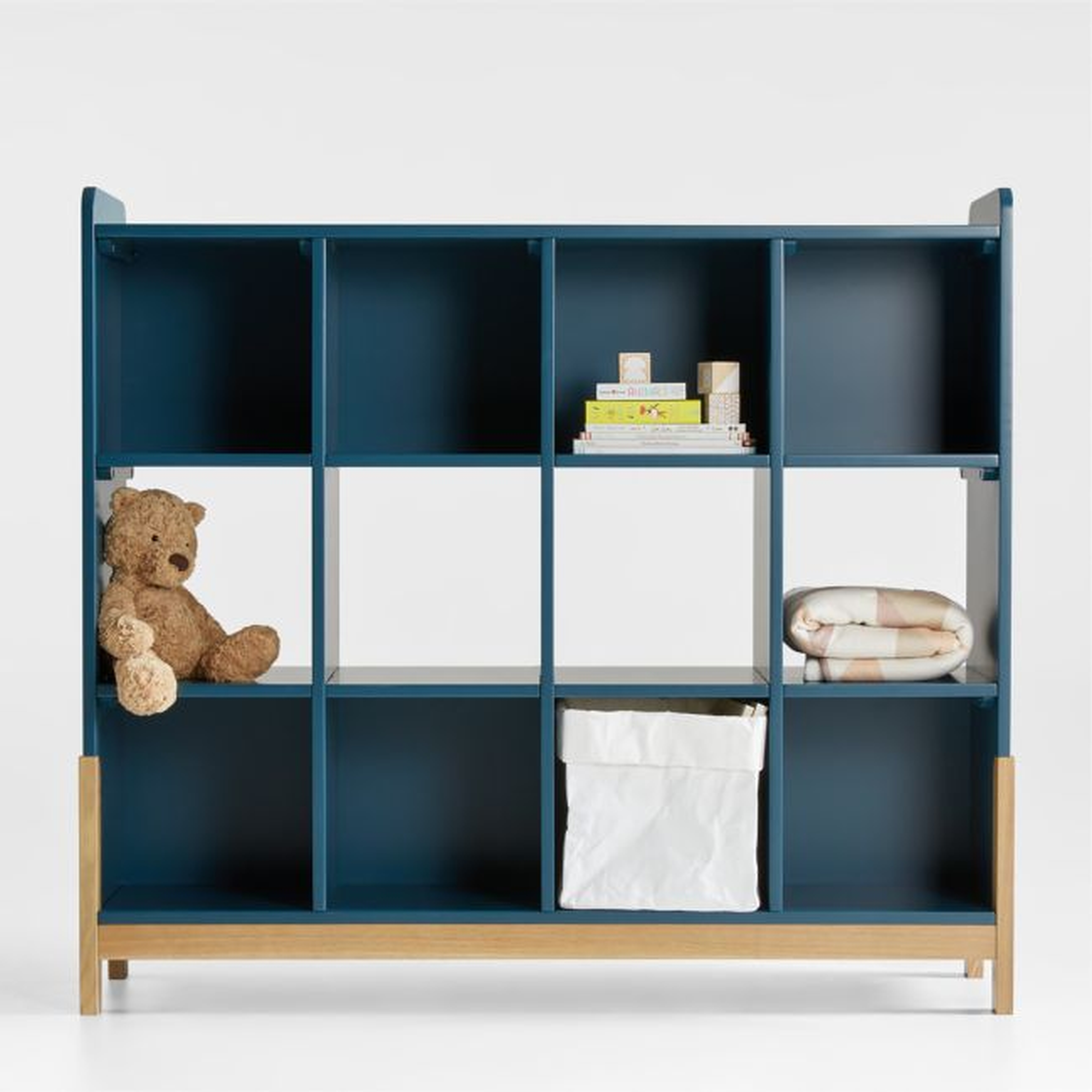 Rue Midnight Blue Wood 12-Cube Bookcase - Crate & Kids