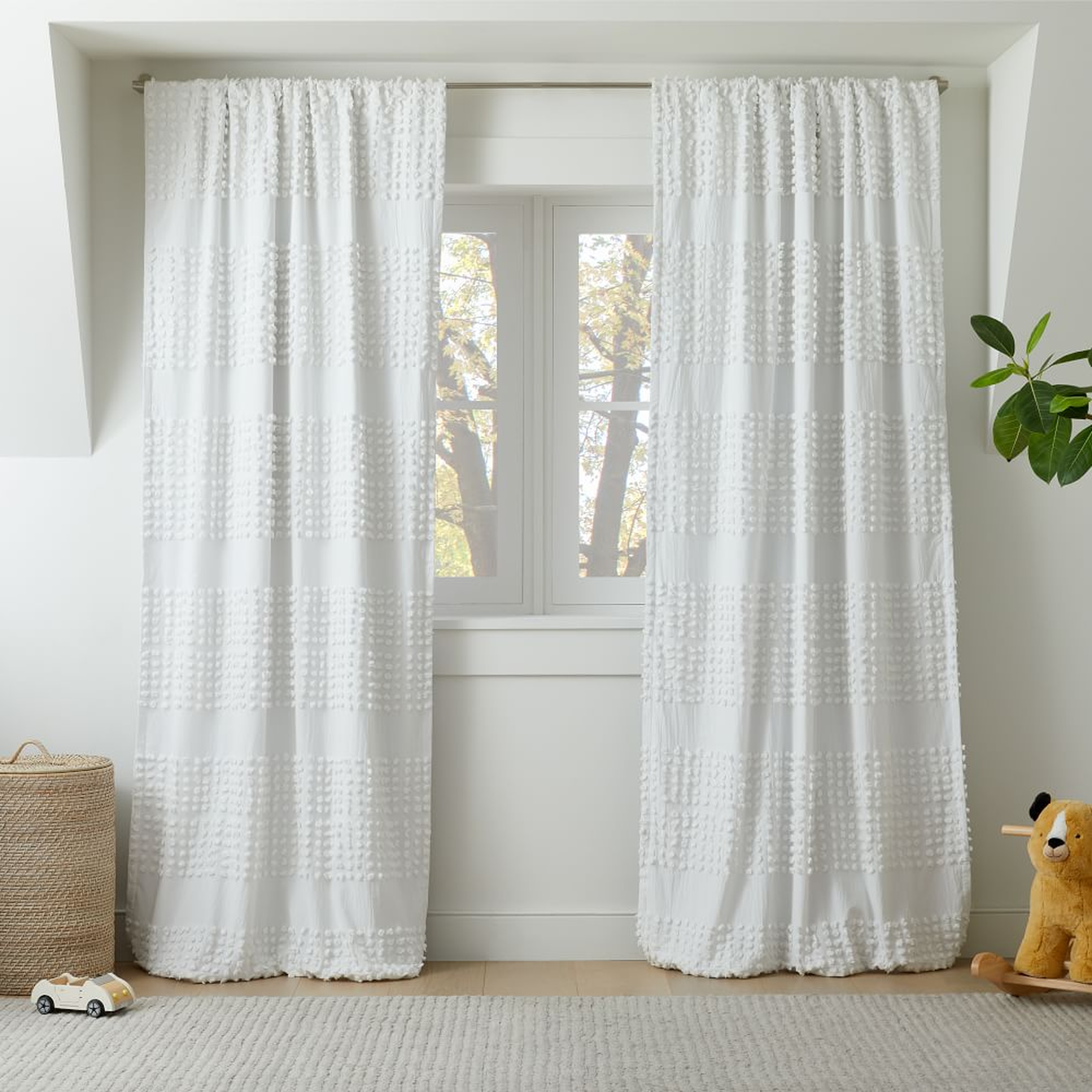 Candlewick Blackout Curtain Panel, 48X96, White, WE Kids - West Elm