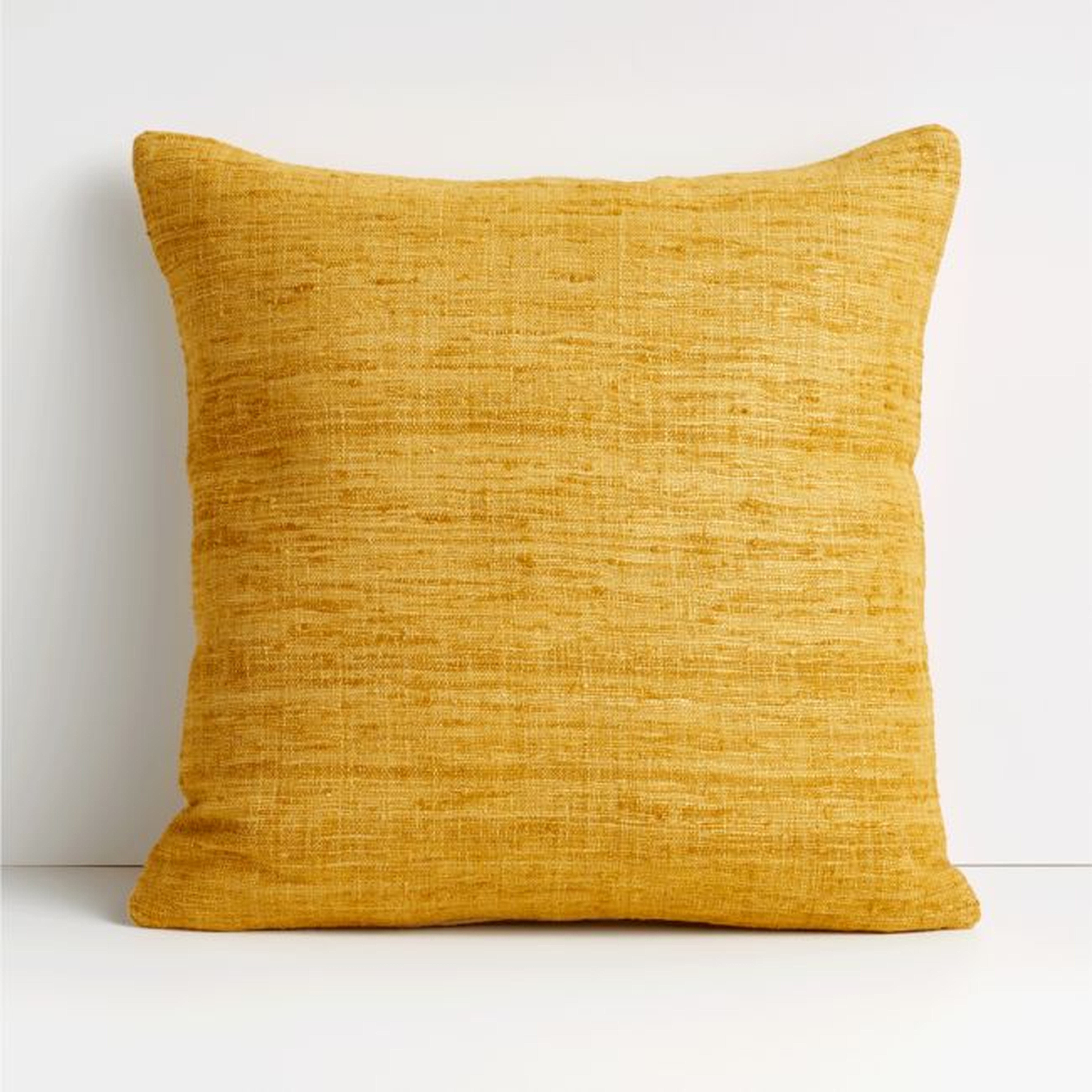 Yellow 20"x20" Cotton Sari Silk Throw Pillow with Feather Insert - Crate and Barrel