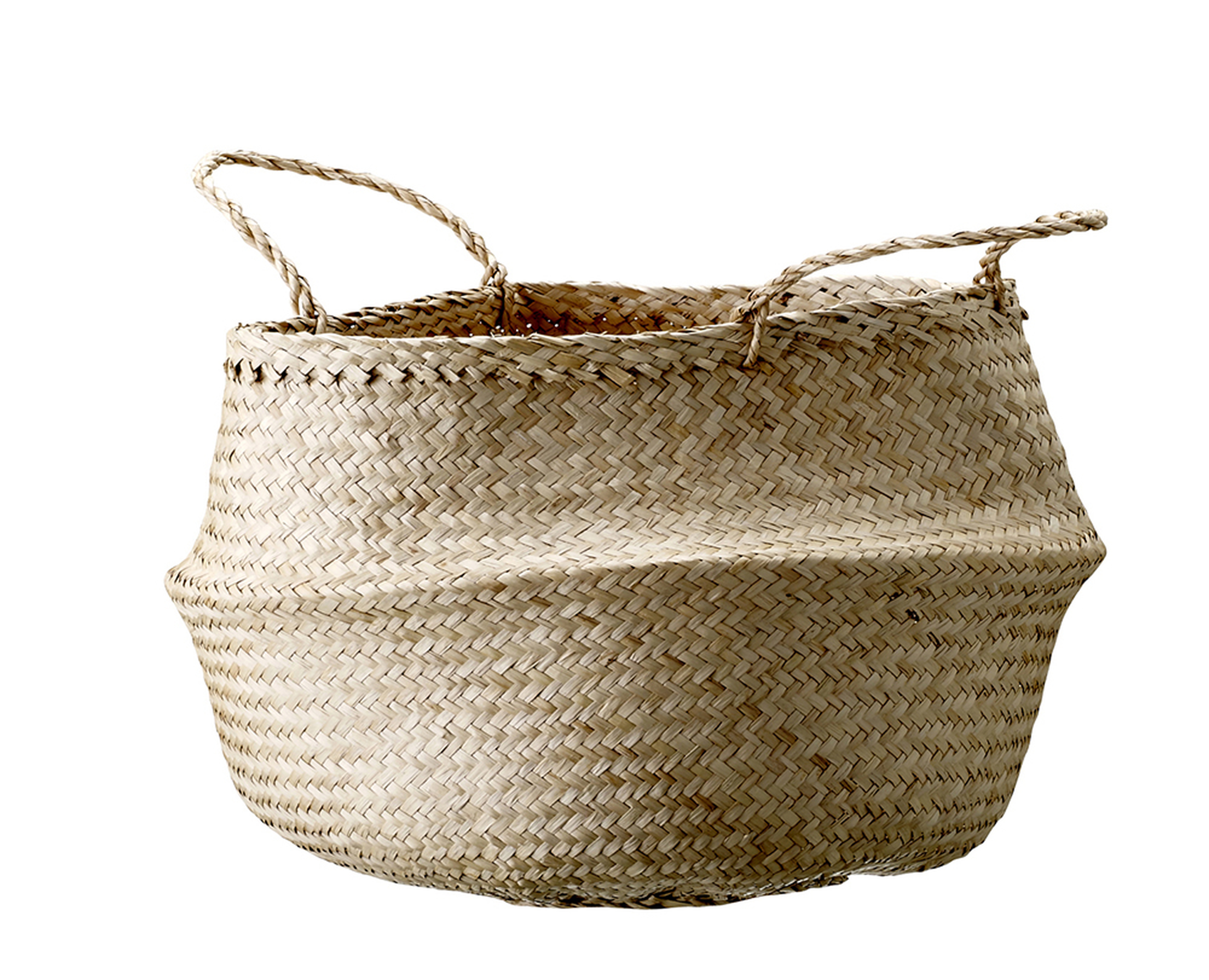 Large Beige Collapsible Seagrass Basket with Handles - Moss & Wilder