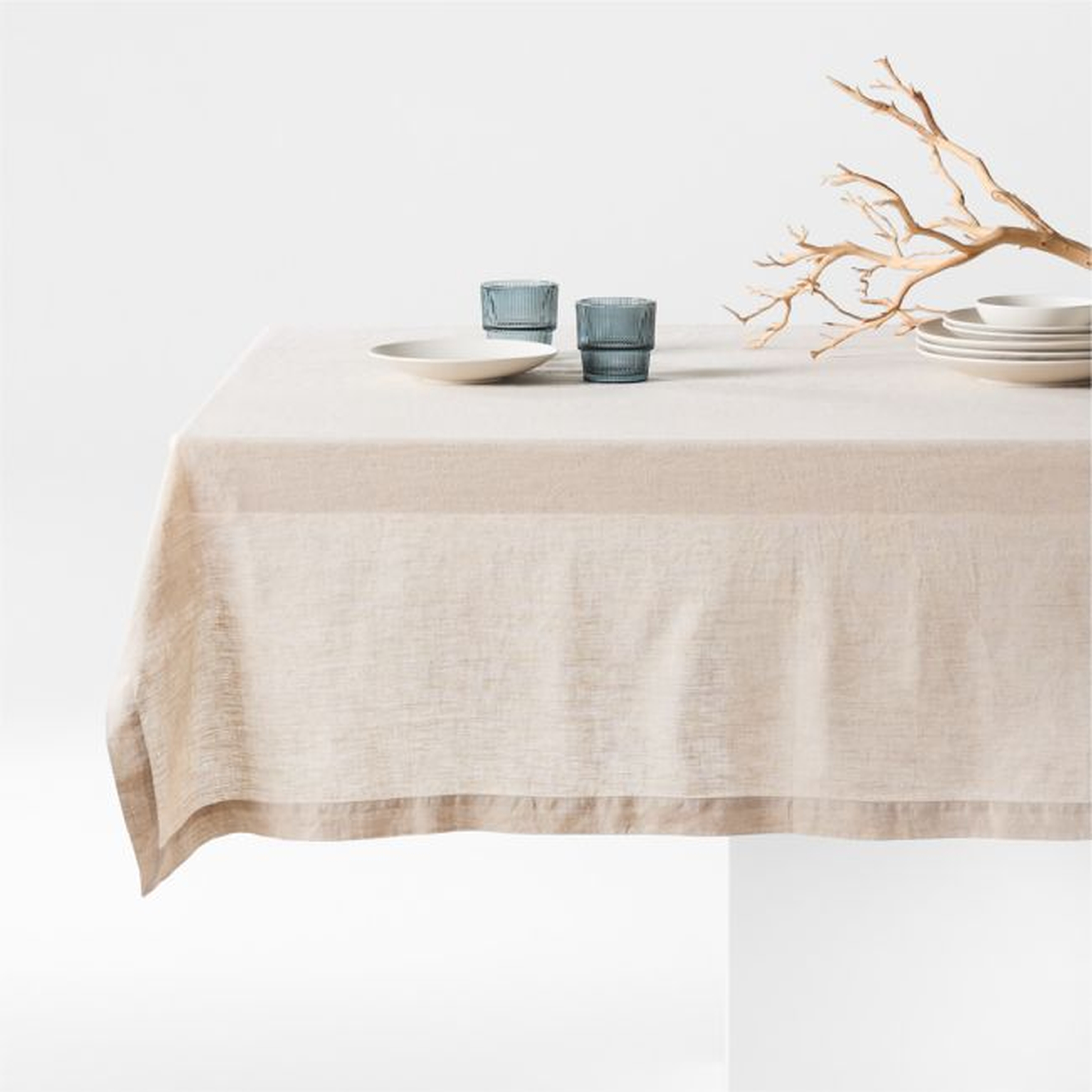 Marin 60"x120" Natural EUROPEAN FLAX ™-Certified Linen Tablecloth - Crate and Barrel