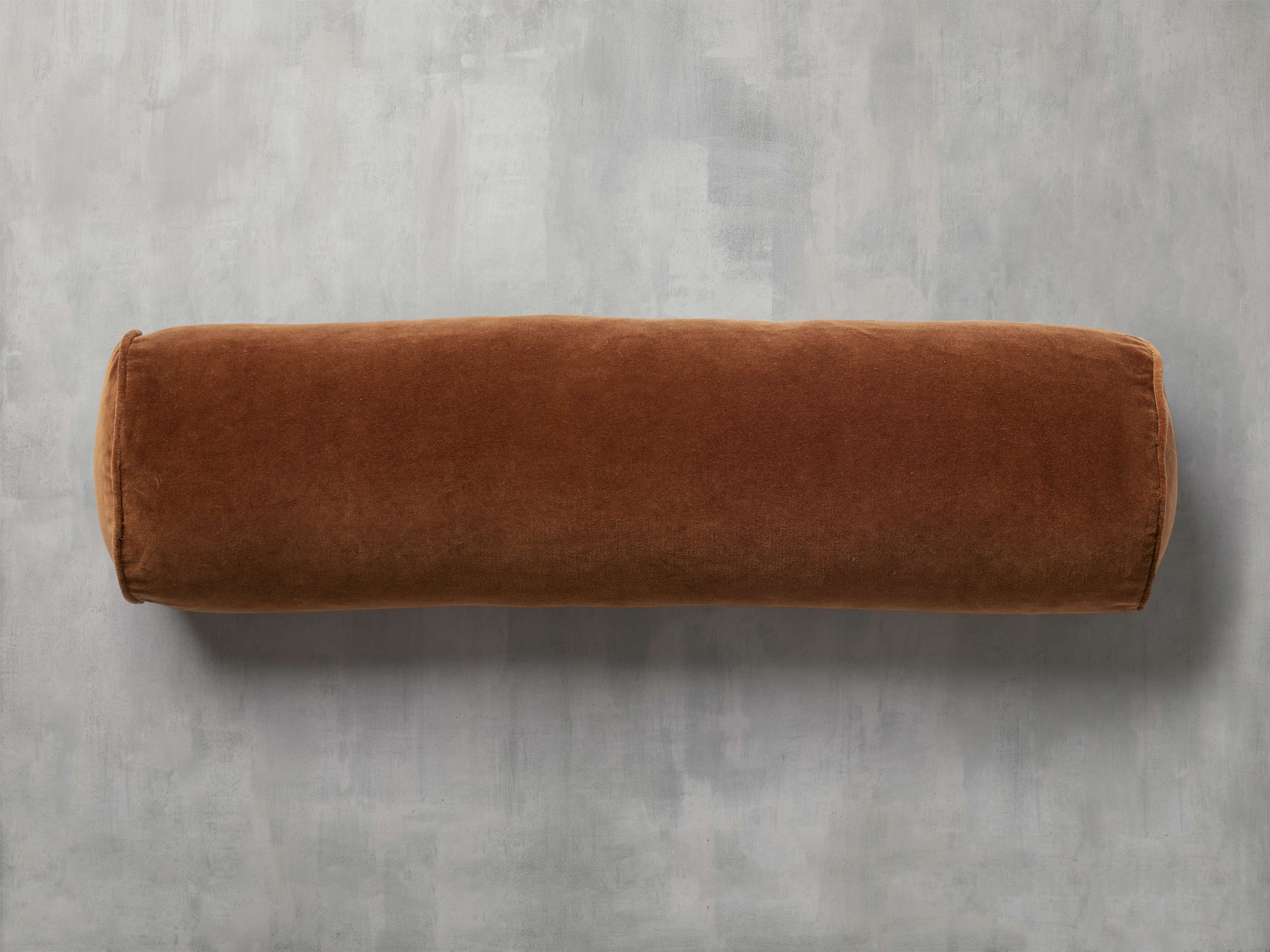 Velvet Bolster Pillow Cover in Brown  Cognac - Arhaus