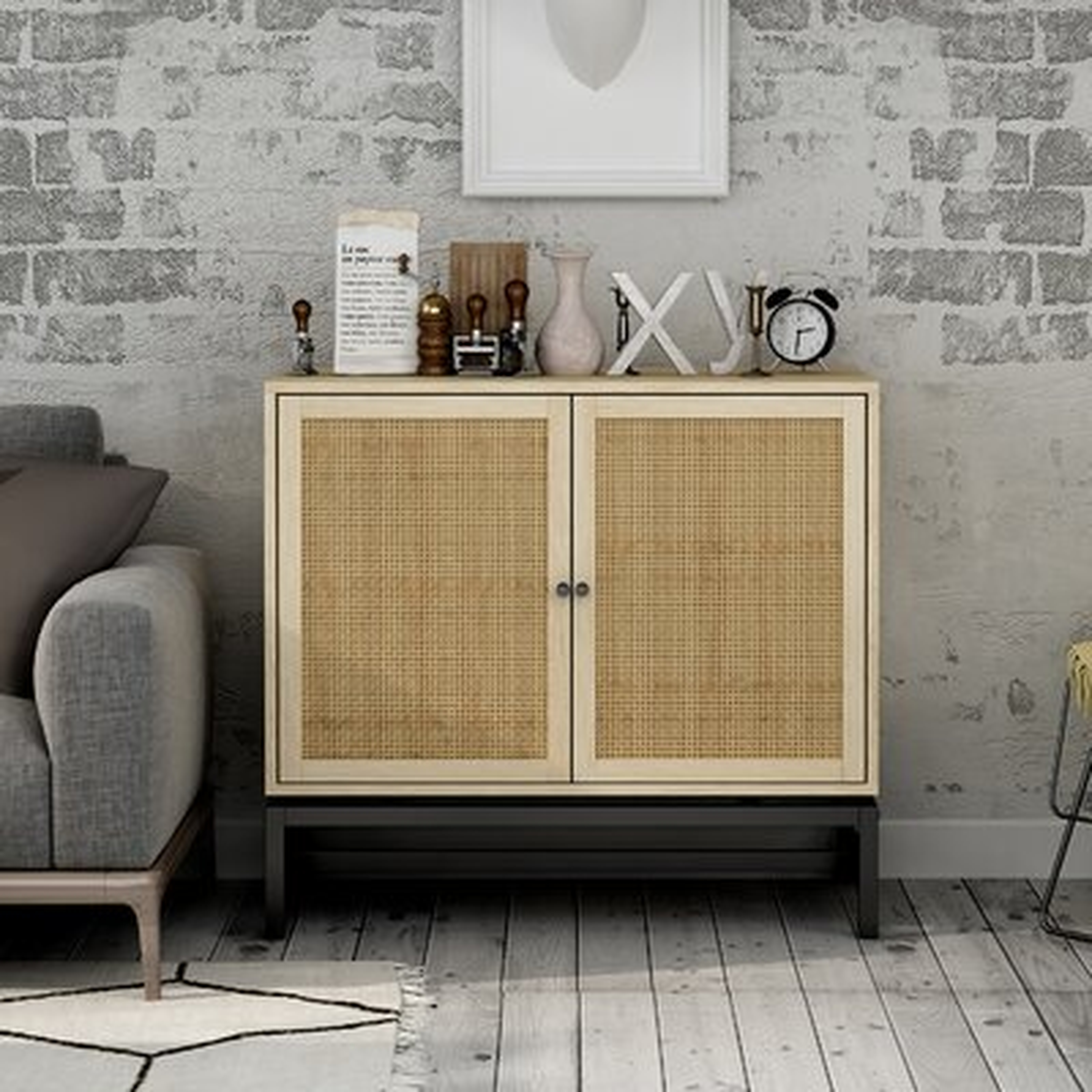 Sideboard Buffet Cabinet, Kitchen Storage Cabinet With Rattan Decorated Doors, Liquor Cabinet For Bar, Dining Room - Wayfair