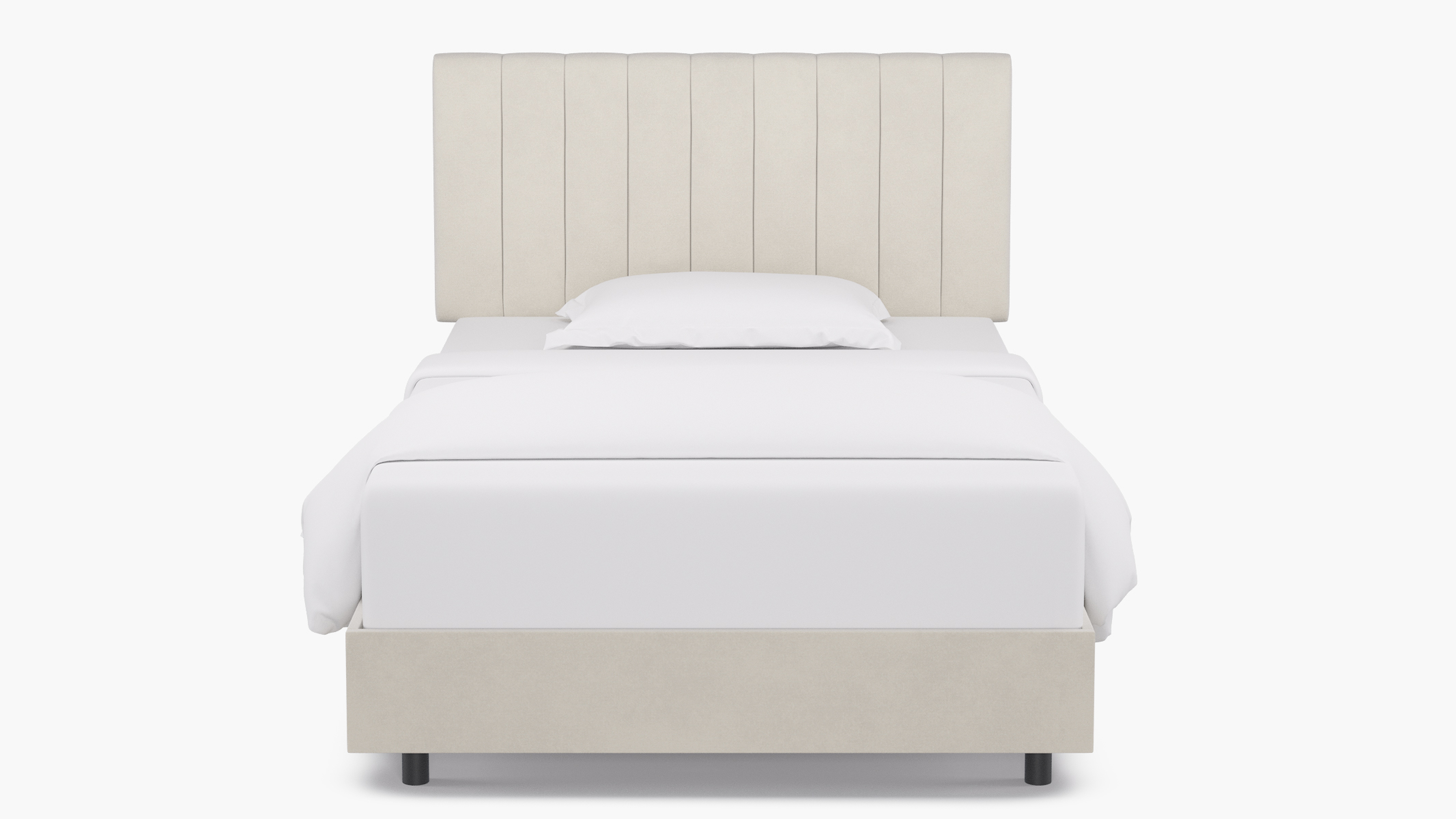 Channel Tufted Bed, White Classic Velvet, Full - The Inside