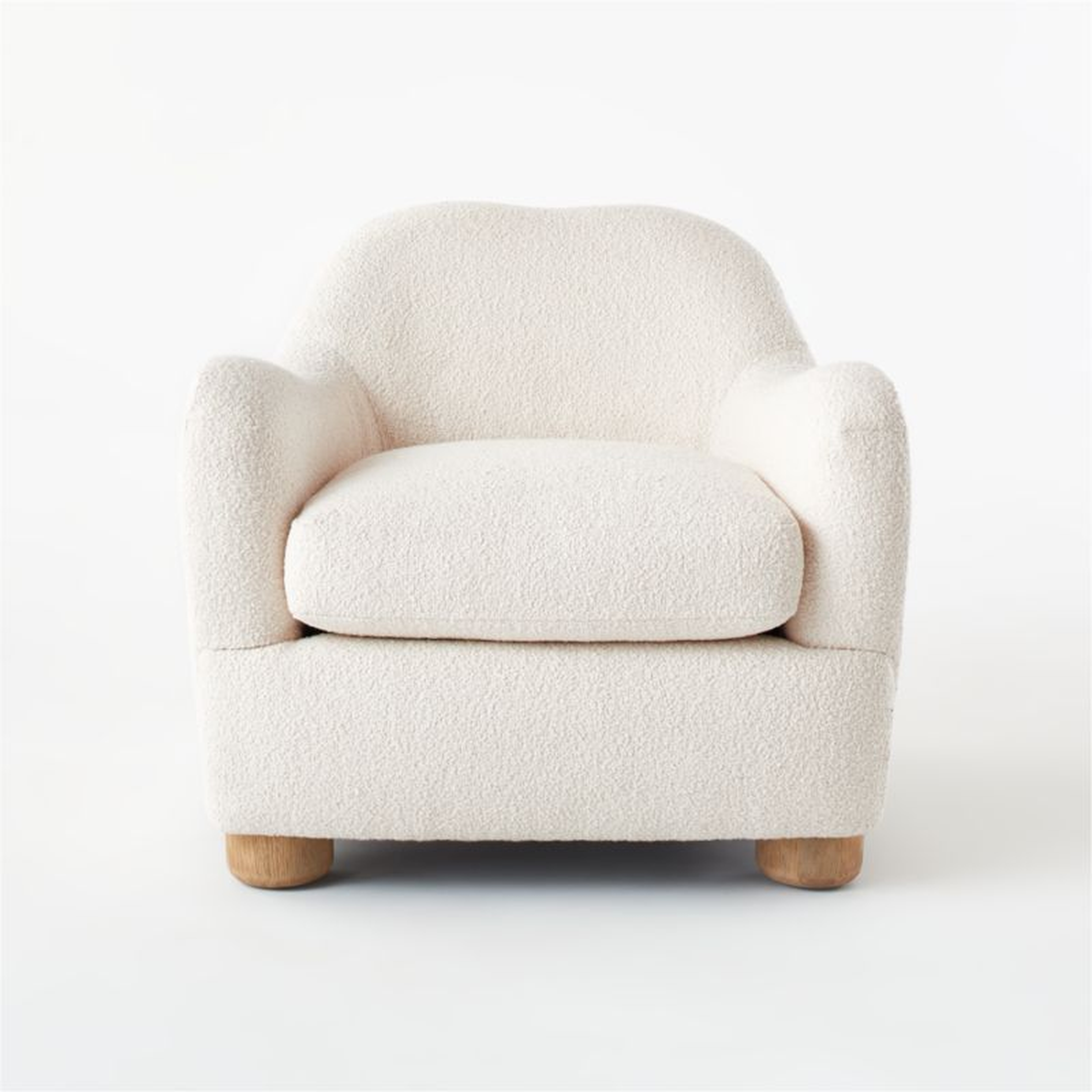 Bacio Cream Boucle Lounge Chair with Bleached Oak Legs by Ross Cassidy - CB2