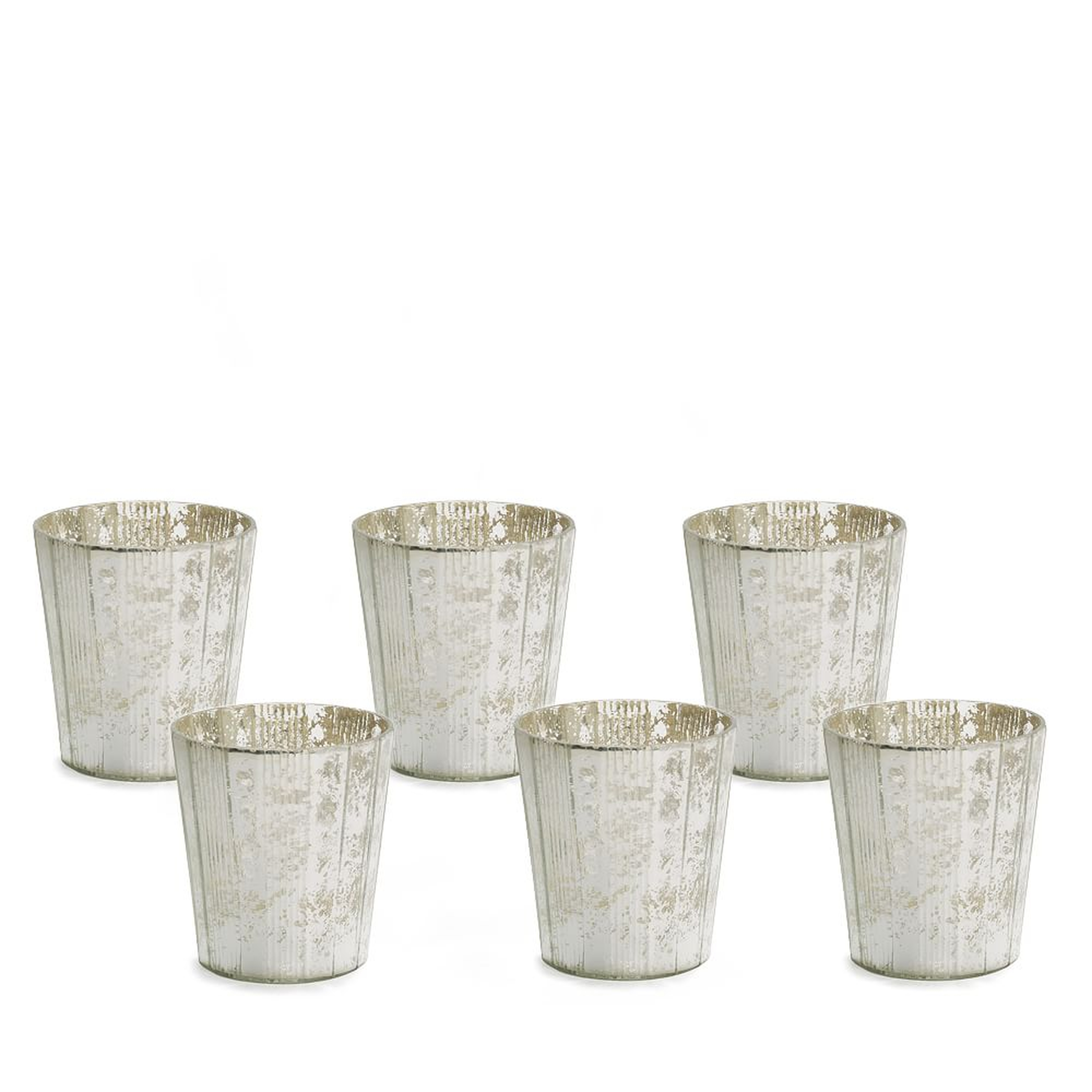 Mercury Glass Candle Holder, Set of 6, Multi, Silver - West Elm