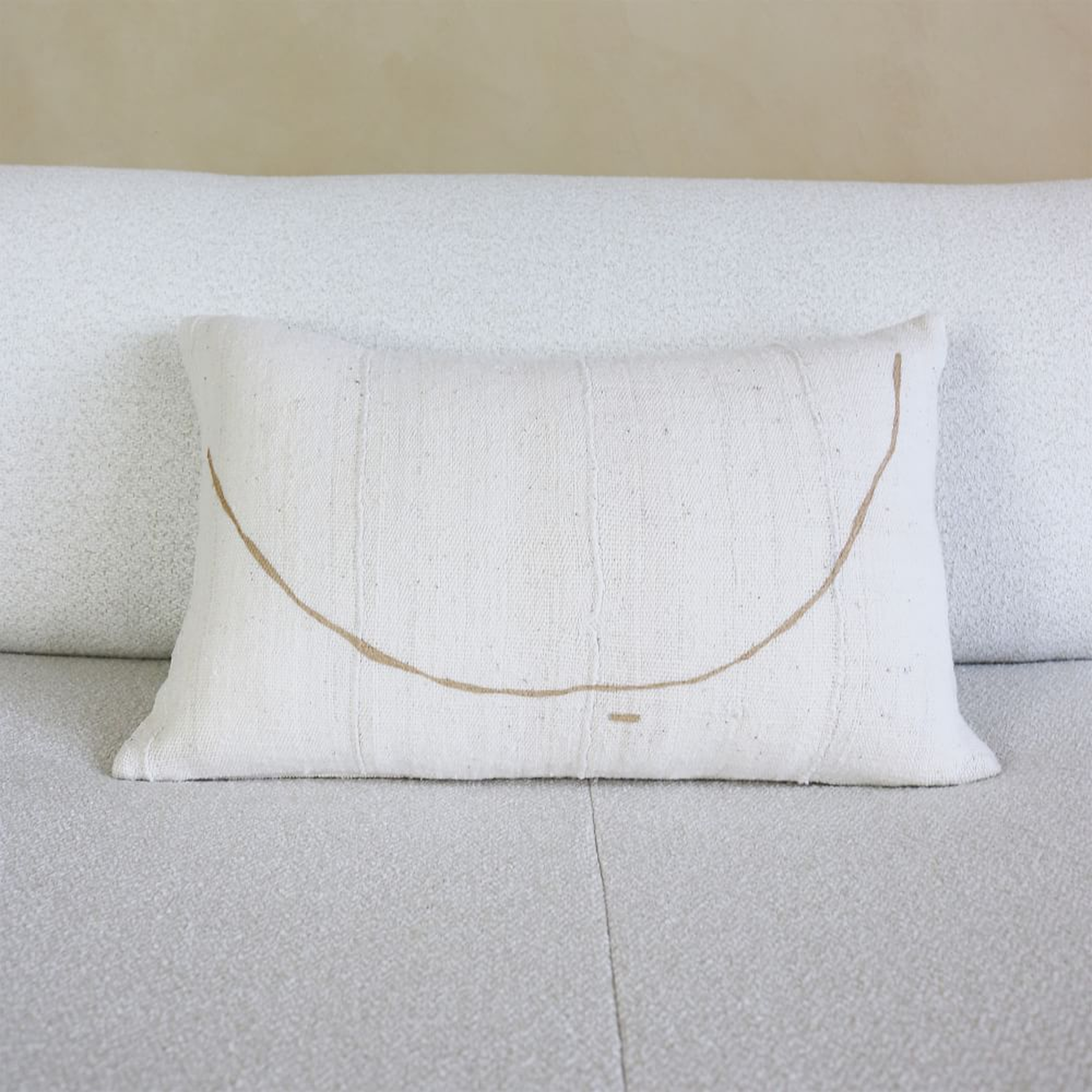 Teta Minimalist Painted Lumbar Pillow, Ivory + Nude - West Elm