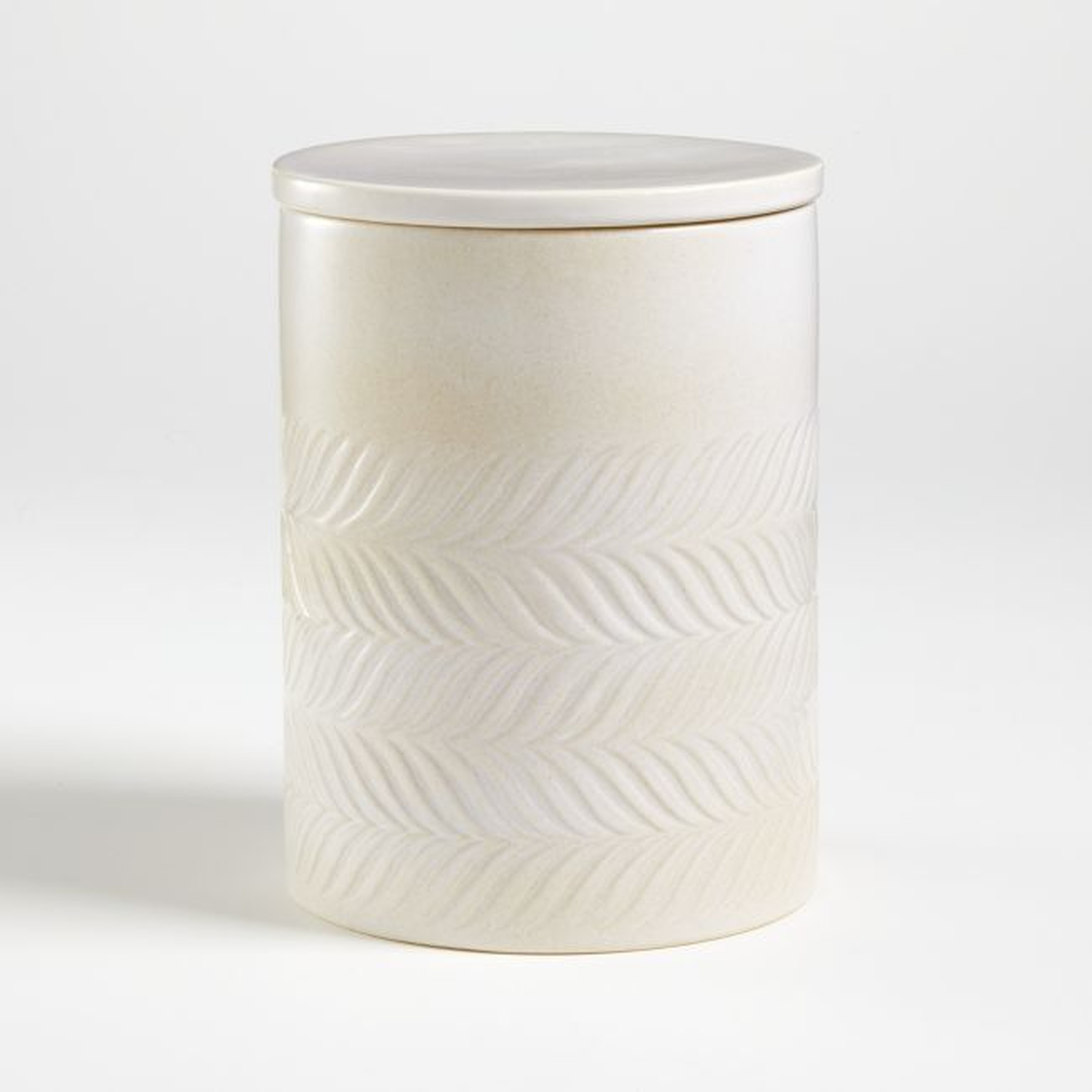 Fern Large White Ceramic Canister - Crate and Barrel