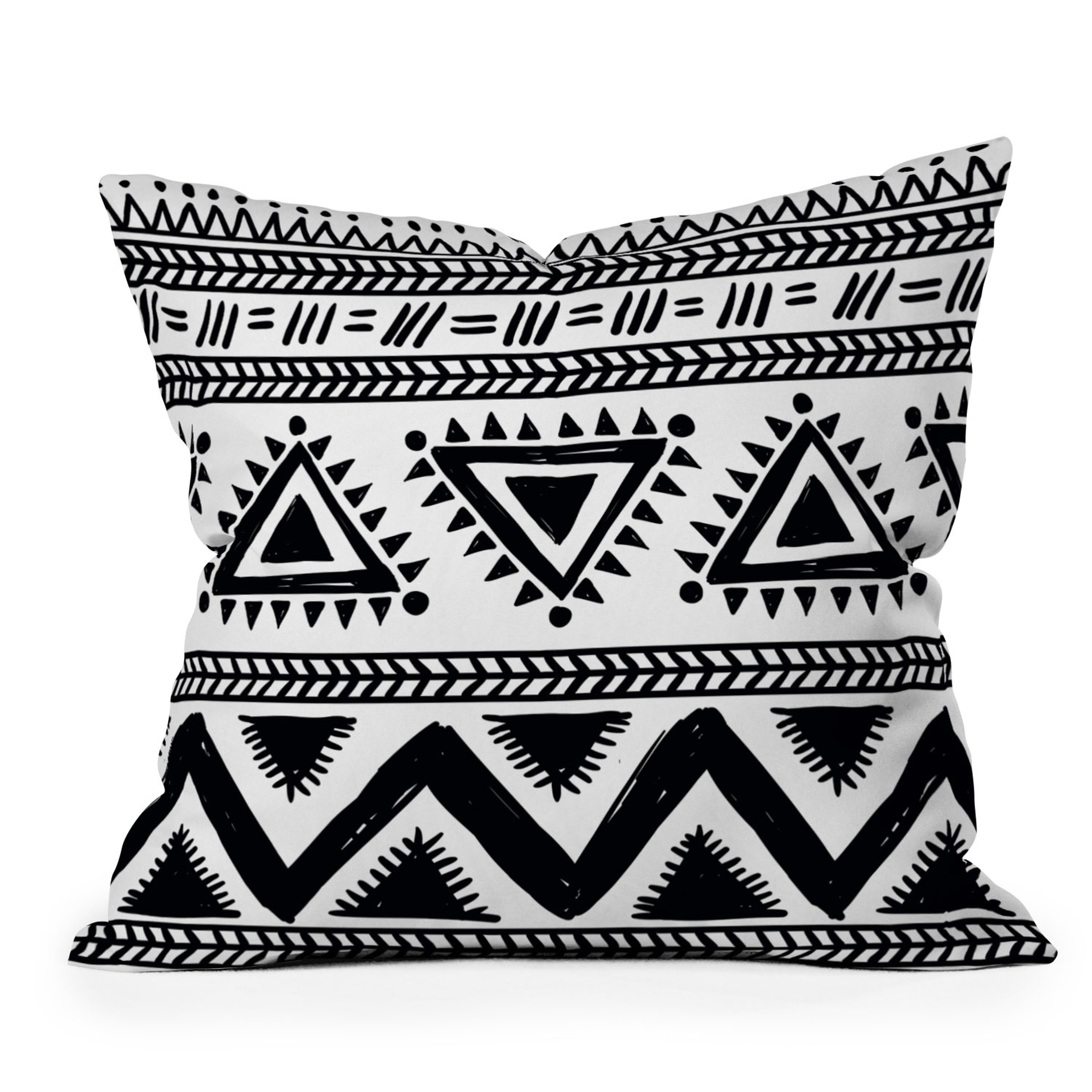 Tribal Black And White by Marta Barragan Camarasa - Outdoor Throw Pillow 16" x 16" - Wander Print Co.
