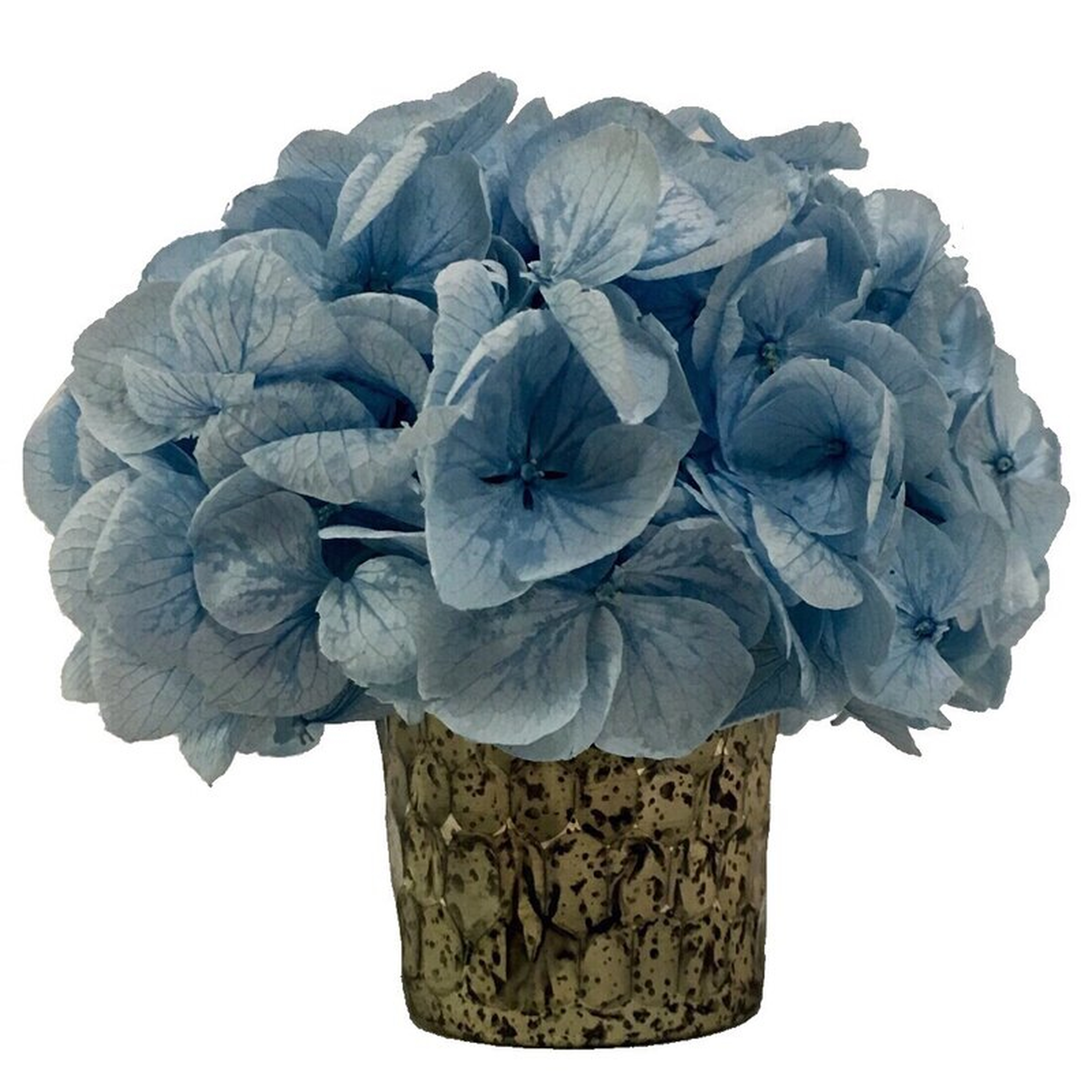 Glass Votive Hammered - Hydrangea White Flowers/Leaves Color: Ice Blue - Perigold