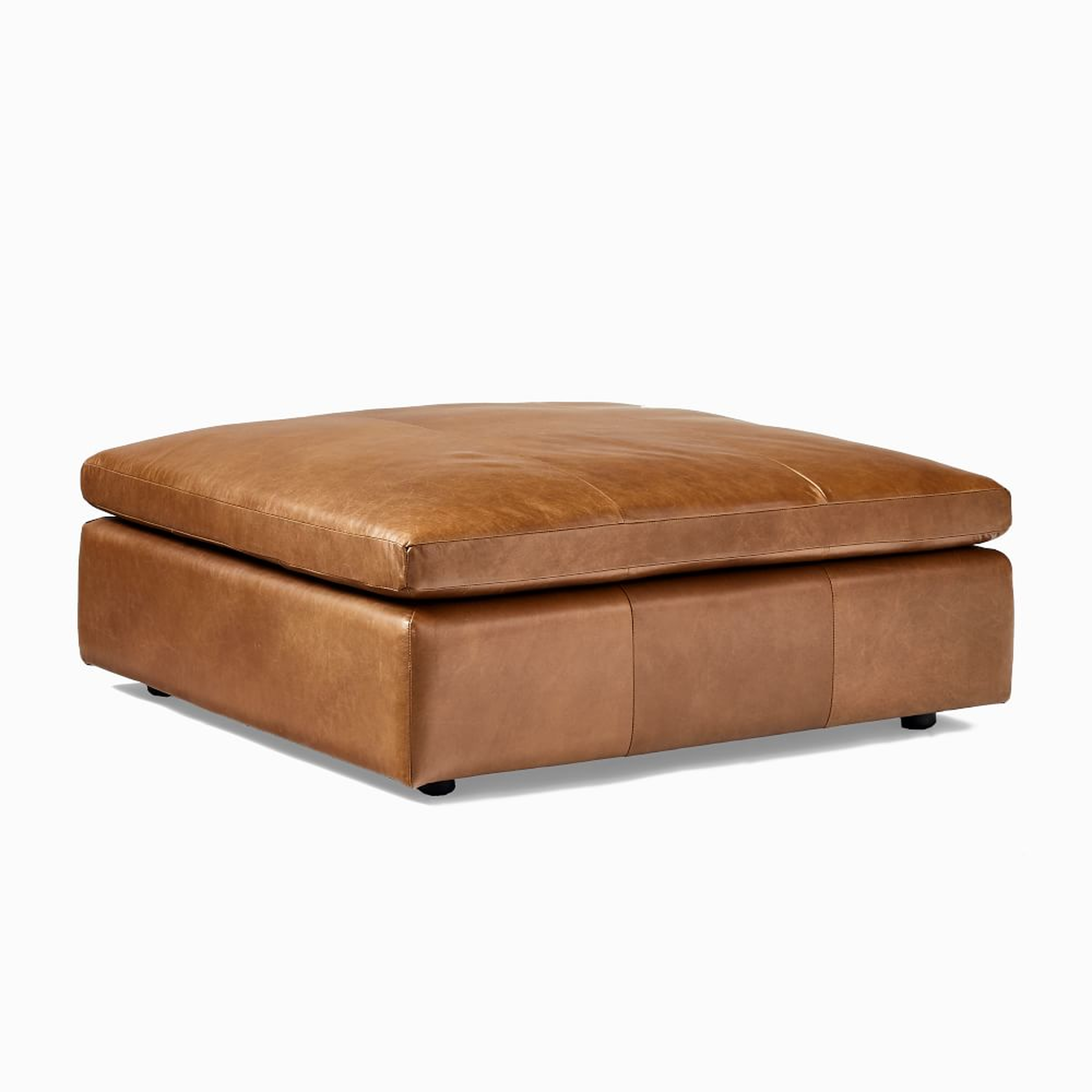 Harmony Modular Ottoman, Down, Saddle Leather, Nut, Concealed Supports - West Elm
