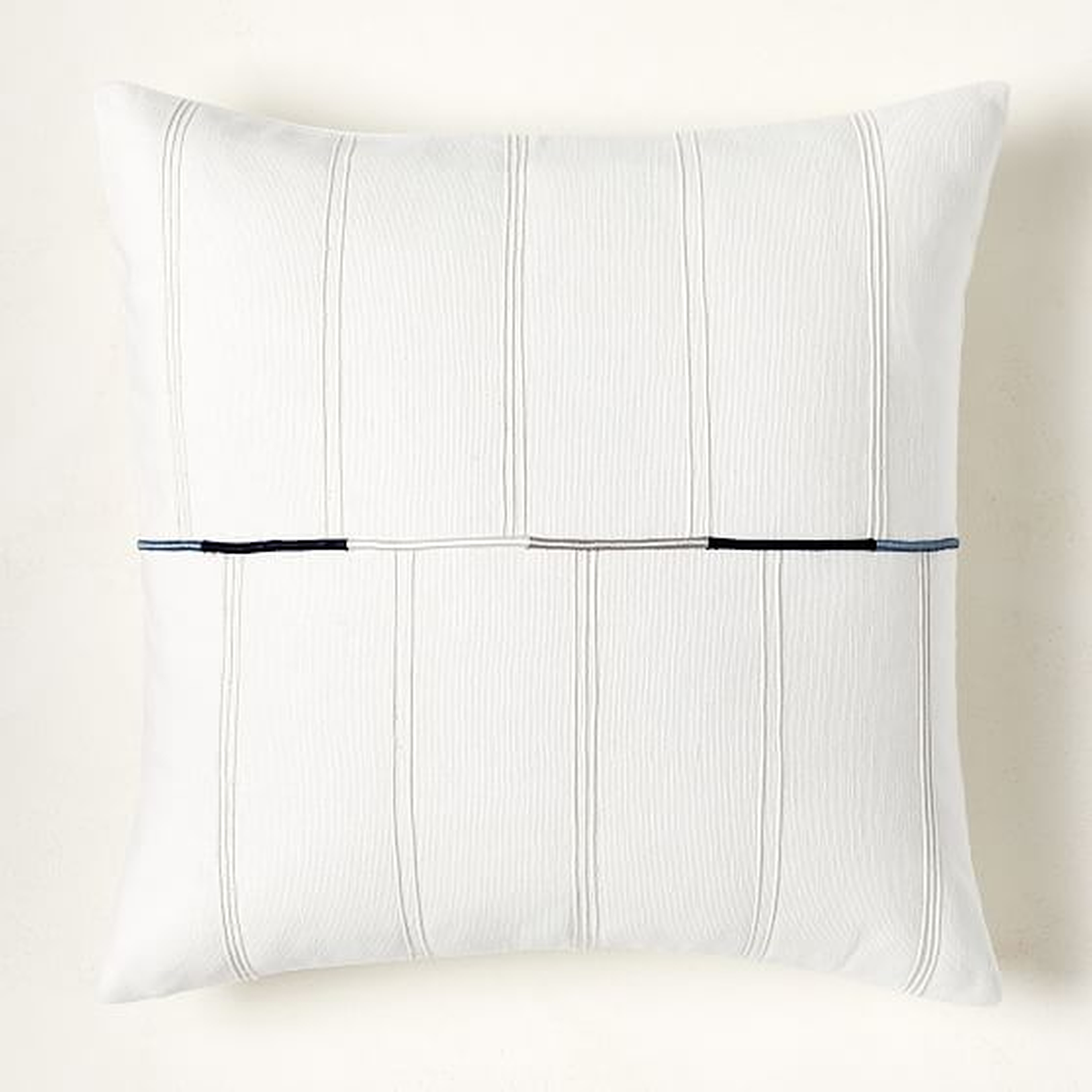 Dori Embroidered Cotton Canvas Pillow Cover, 20"x20", White - West Elm