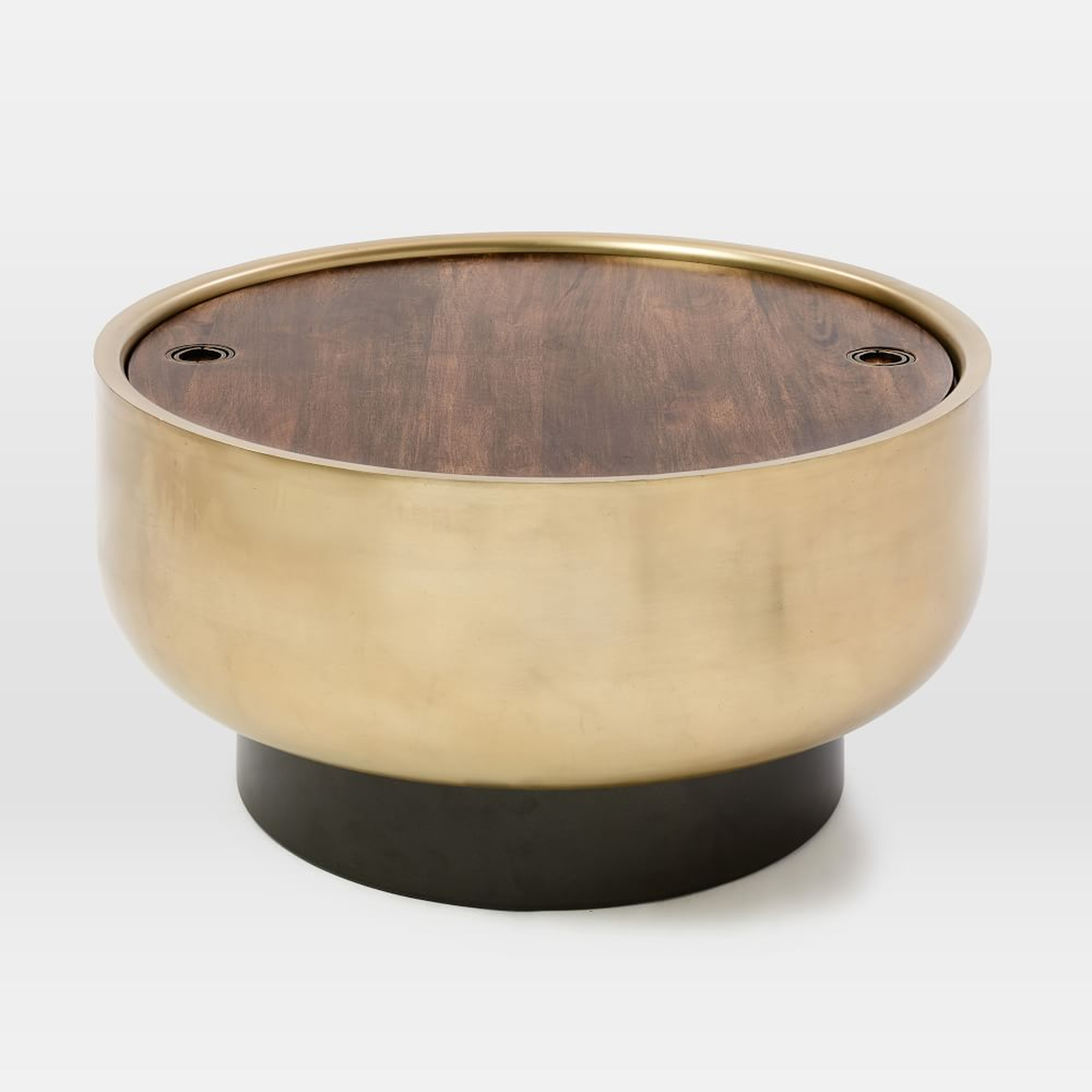 Drum Storage 32" Coffee Table, Walnut/Antique Brass - West Elm