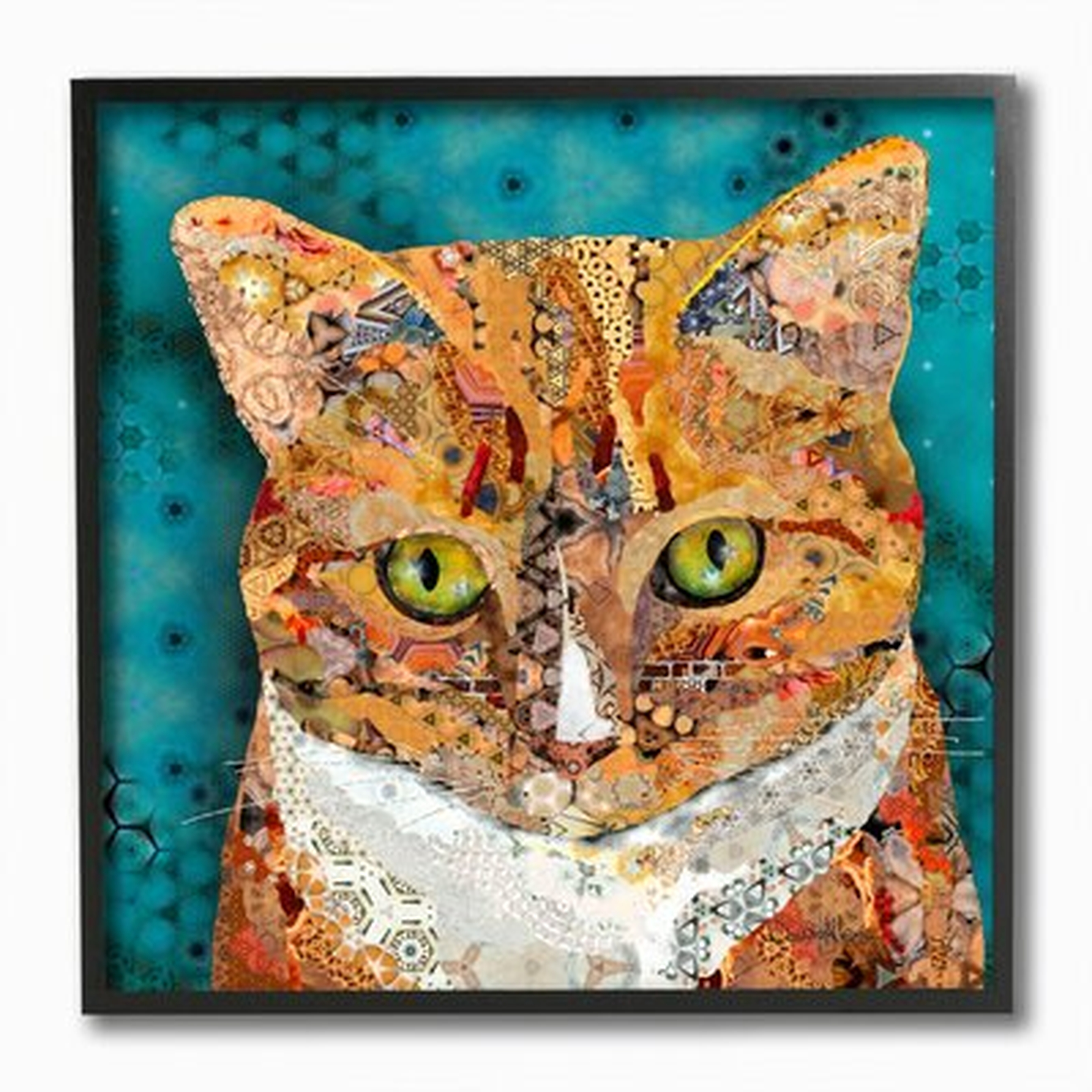 'Abstract Collage Cat Pet Animal Design' Graphic Art on Canvas - Wayfair