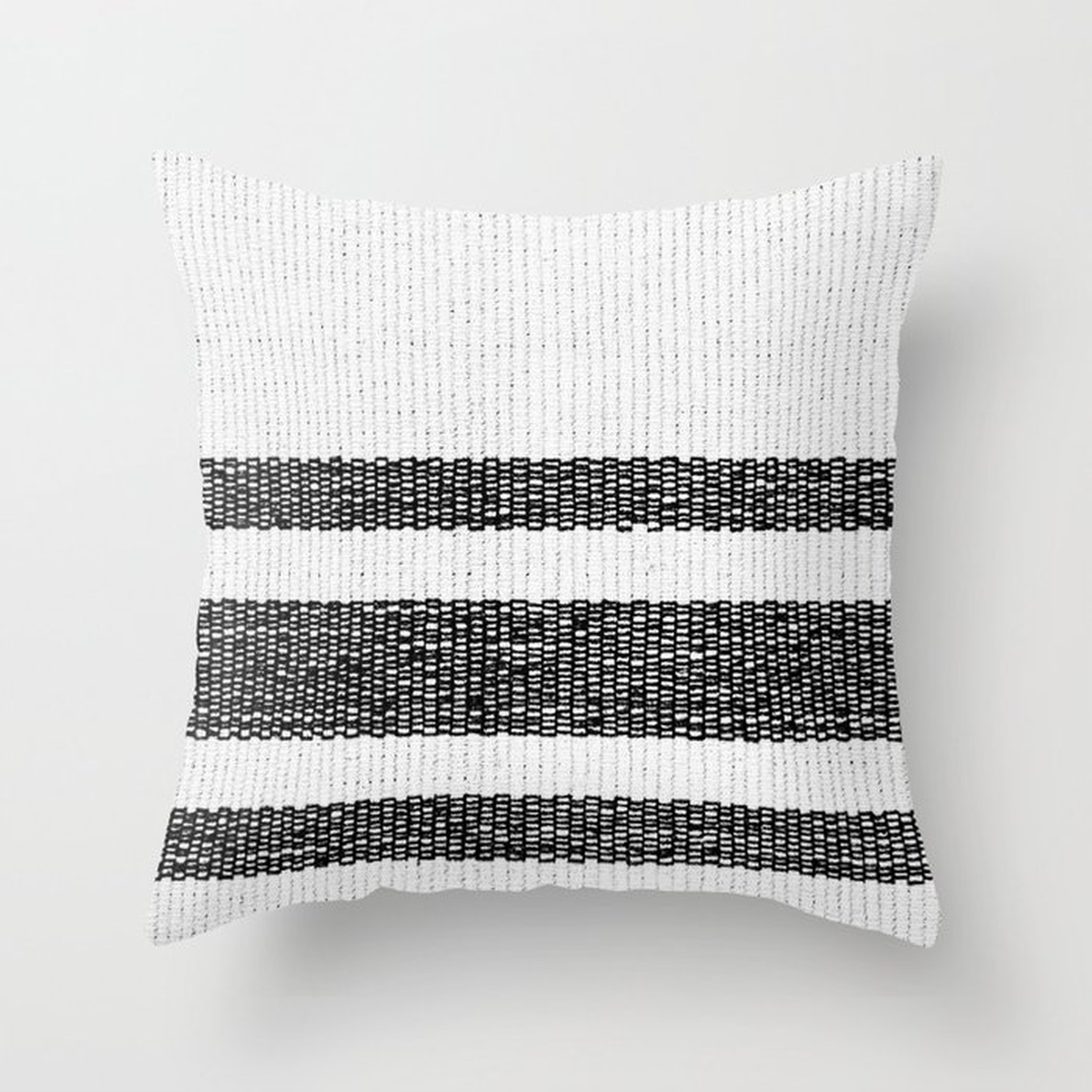 Woven Stripes Black And White Throw Pillow by Christina Lynn Williams - Cover (18" x 18") With Pillow Insert - Outdoor Pillow - Society6