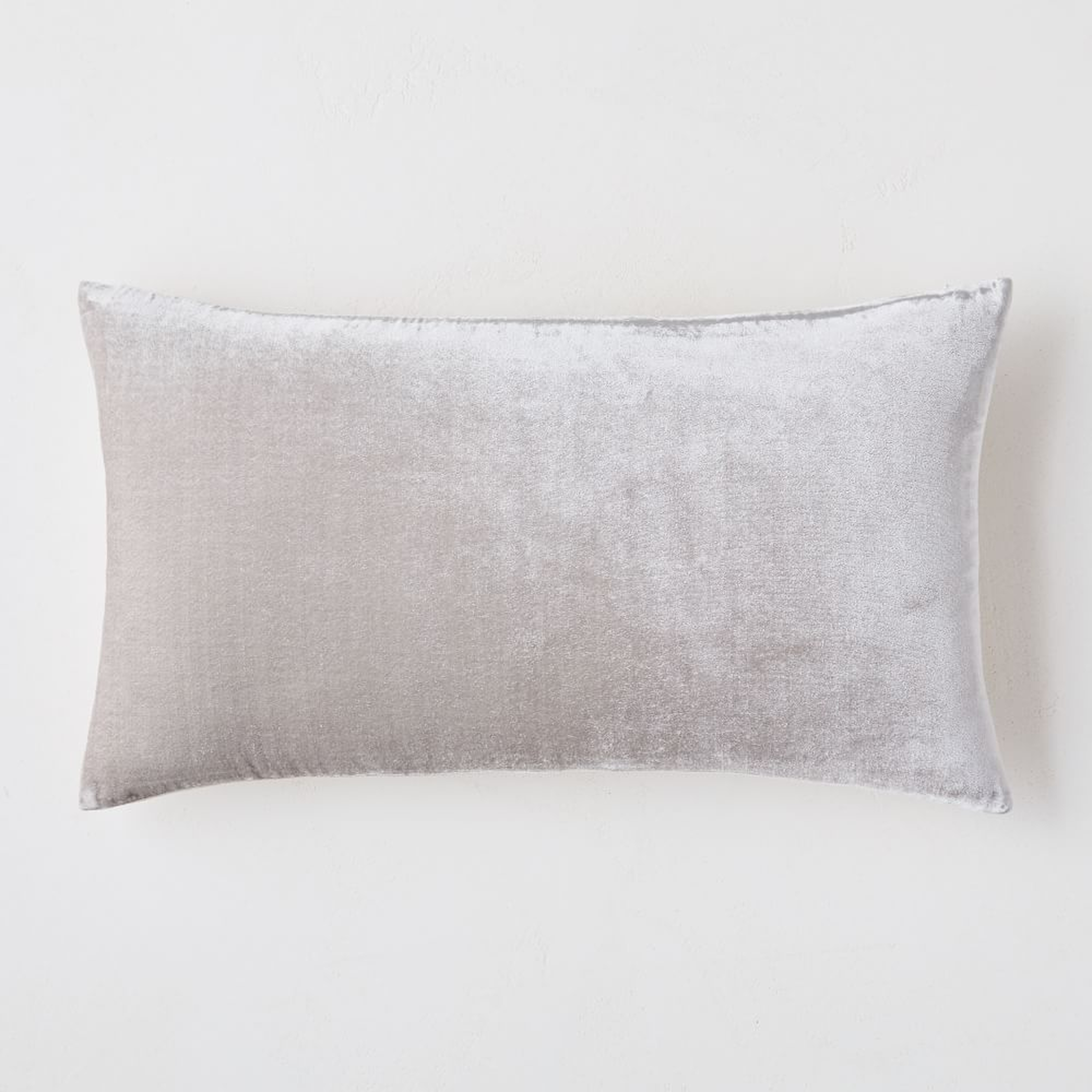 Lush Velvet Pillow Cover, 12"x21", Pearl Gray - West Elm
