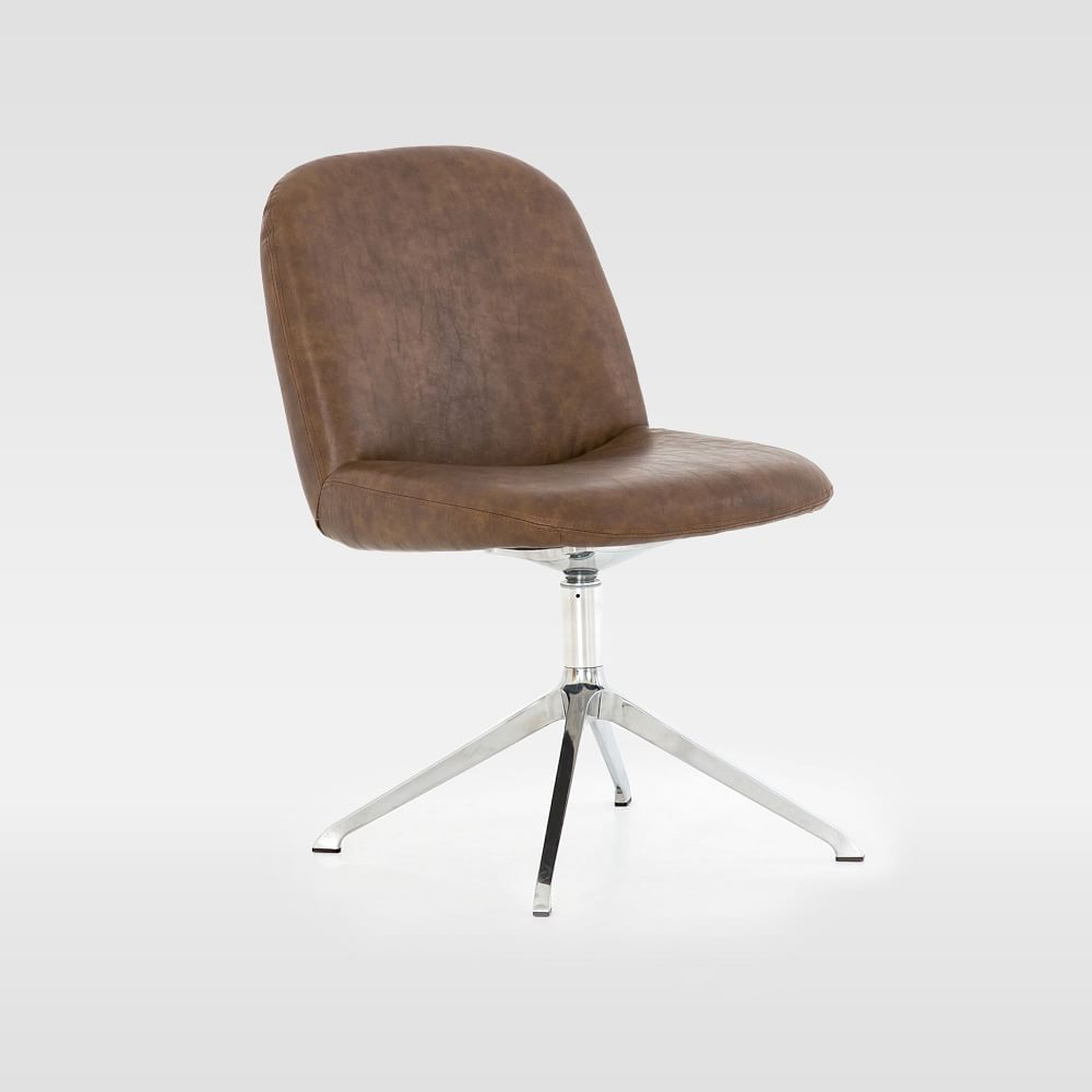 Modern Upholstered Swivel Desk Chair, Distressed Brown - West Elm