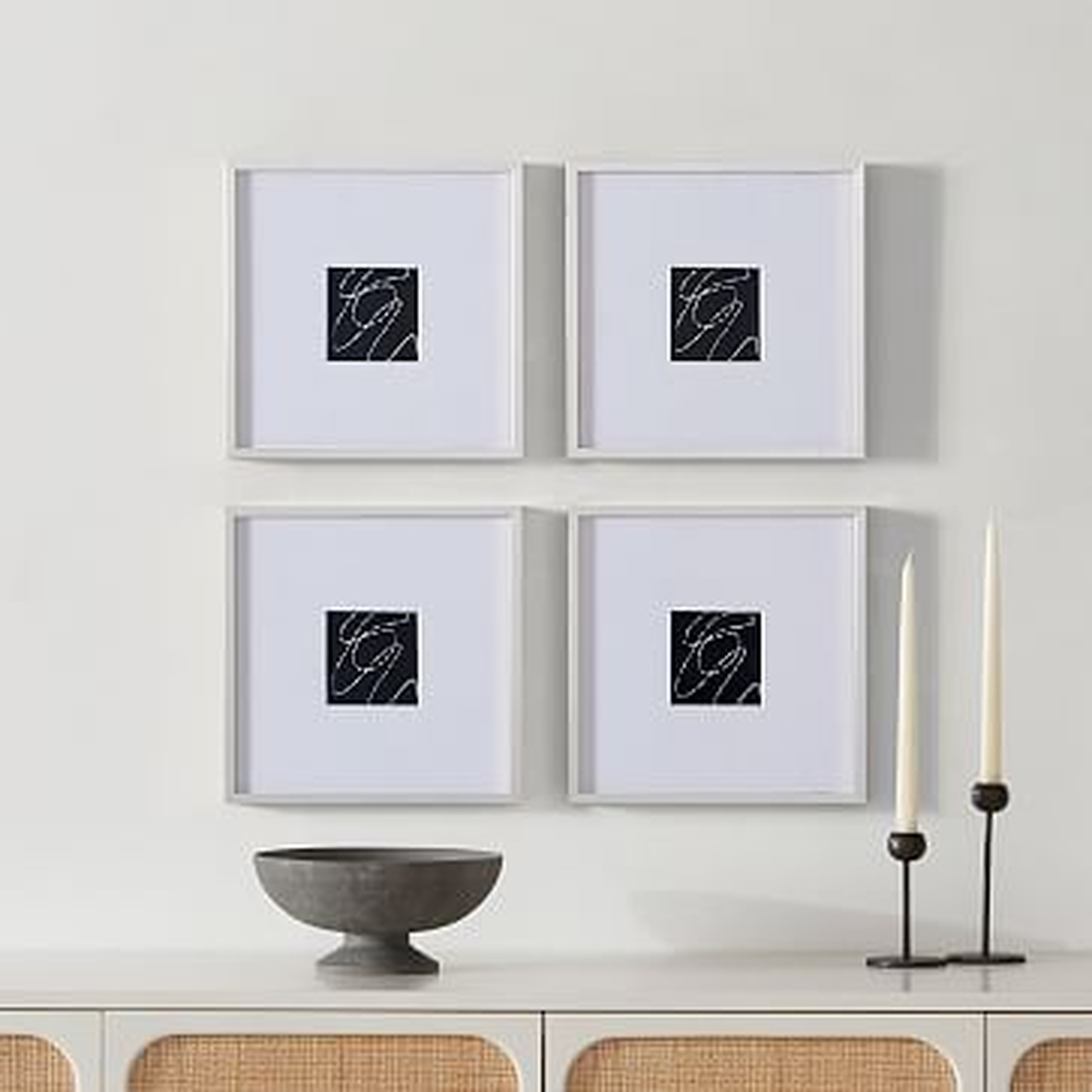 Metal Gallery Frame Square, White Powder Coated, 12X12 in Set of 4 - West Elm