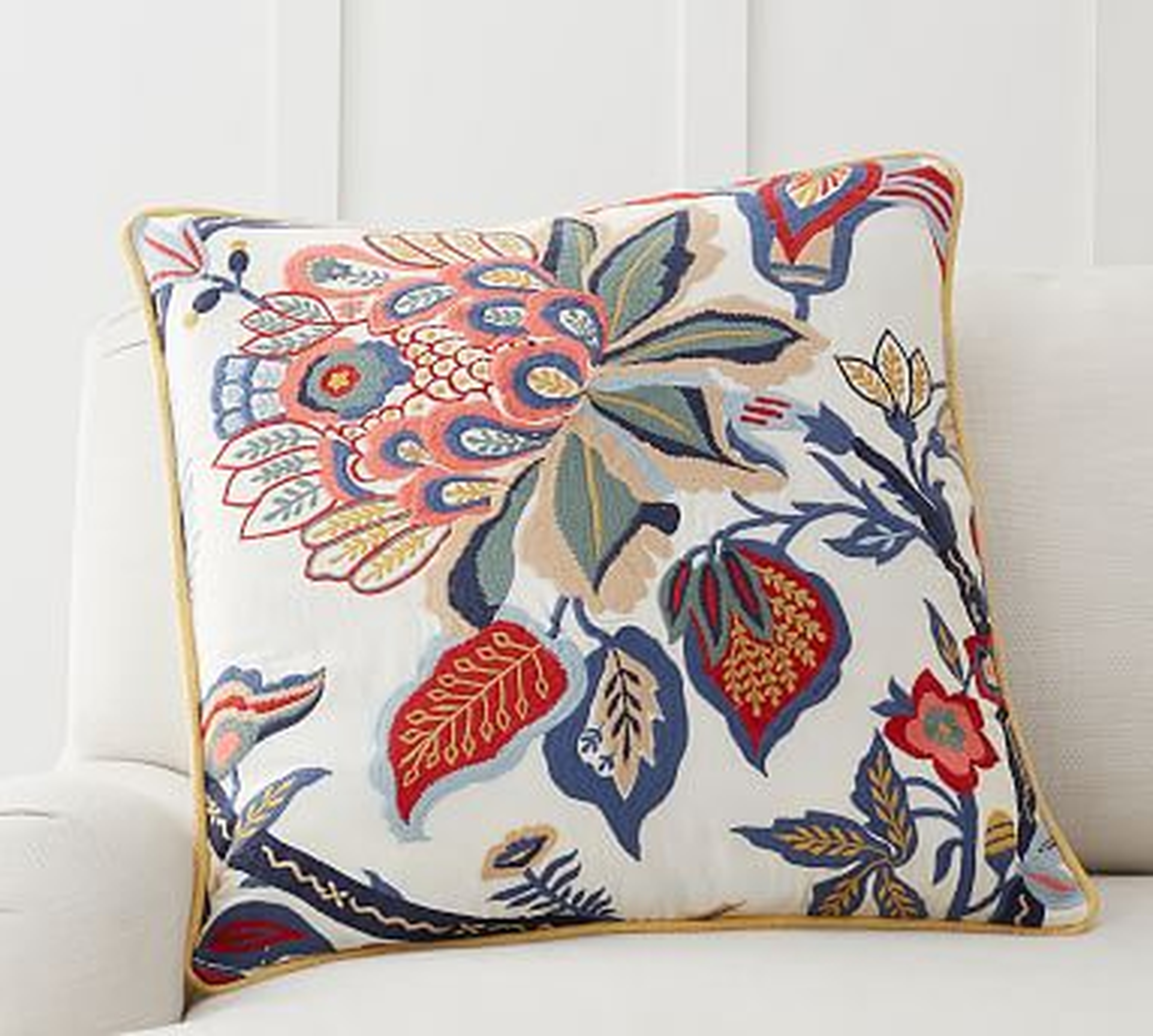 Adelio Floral Embroidered Pillow Cover, 22 x 22", Warm Multi - Pottery Barn