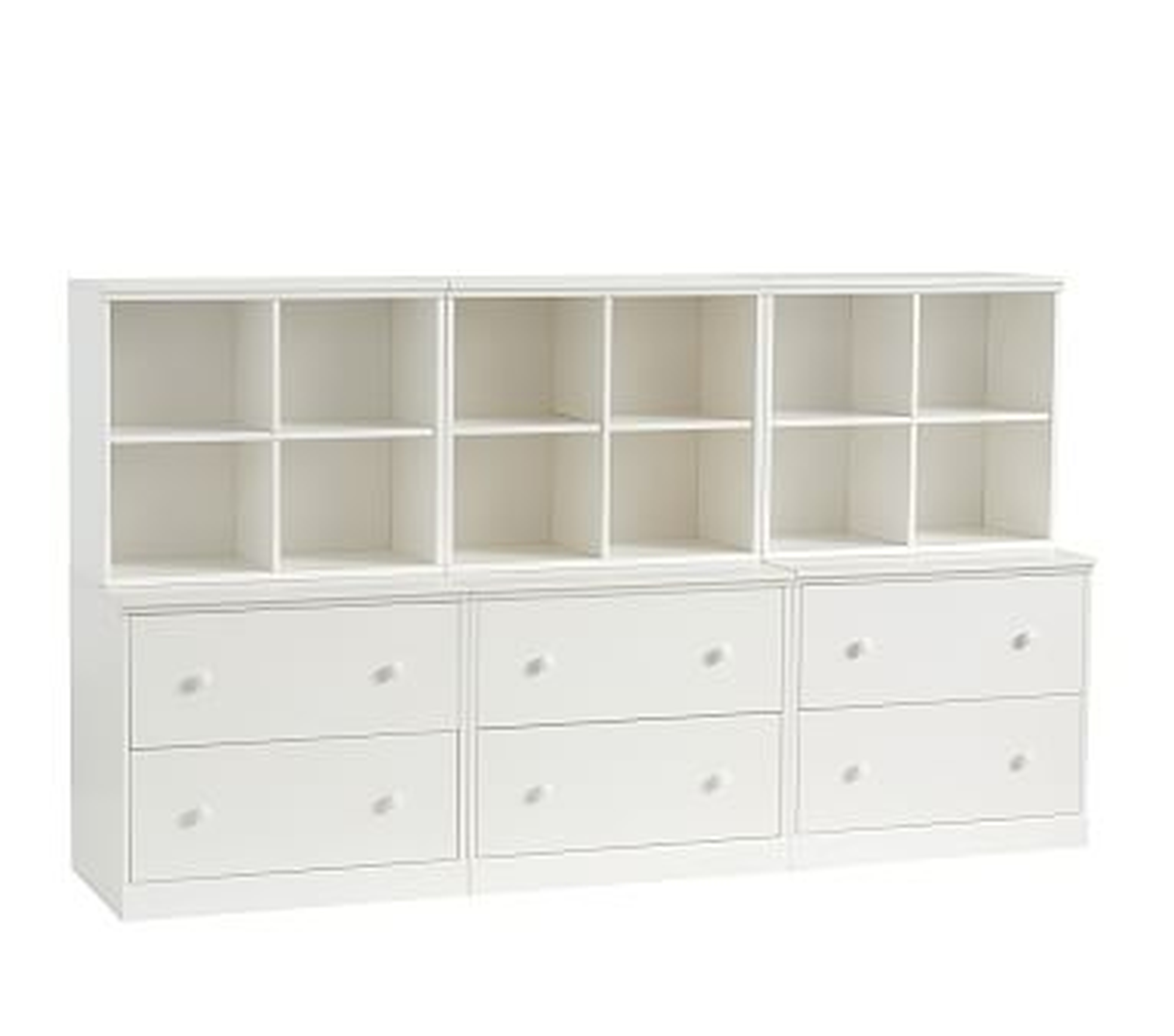Cameron 3 Cubby &amp; 3 Double Drawer Base Set, Simply White, Flat Rate - Pottery Barn Kids