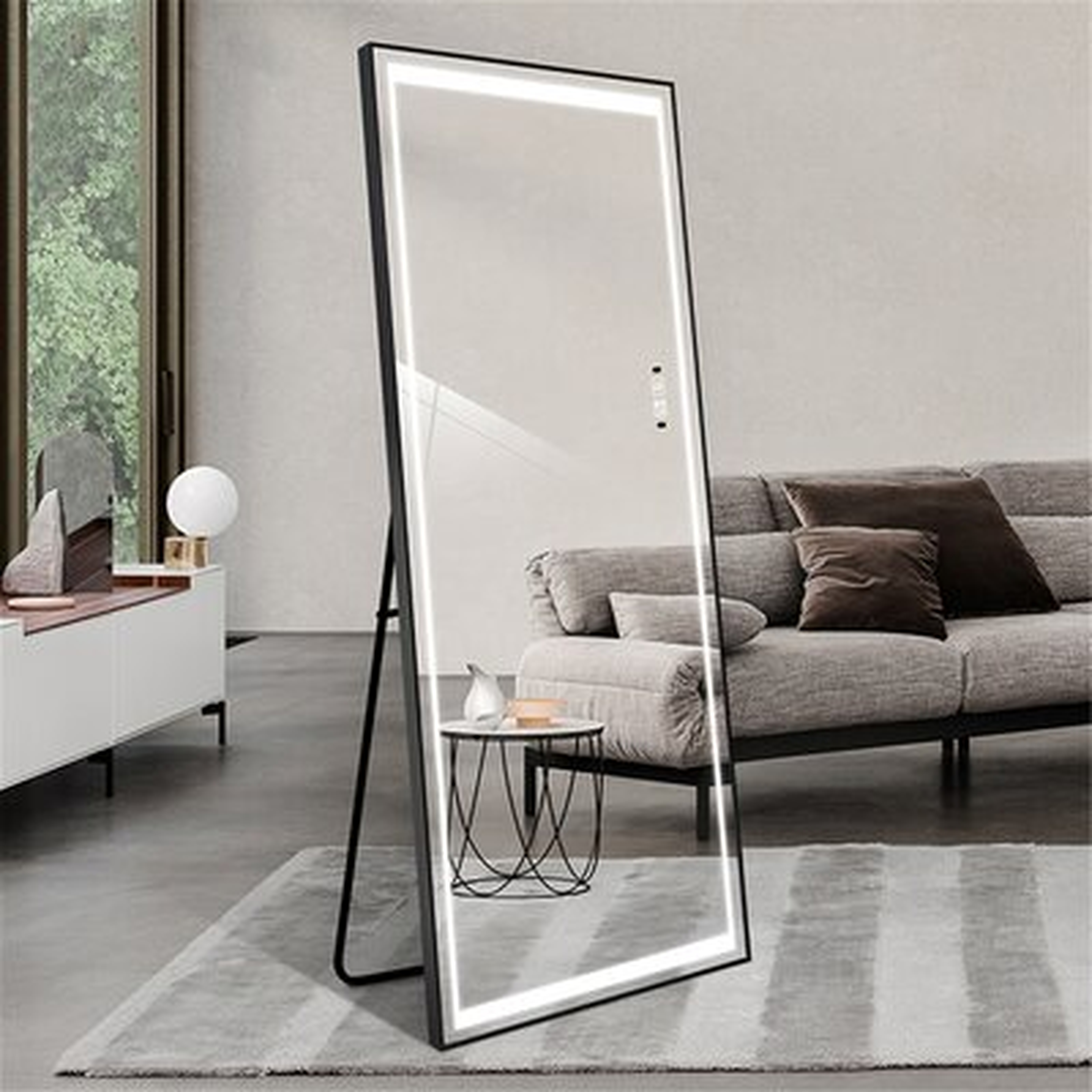 65" 24" Full Length Mirrors Intelligent Human Body Induction Mirror Led Aluminum Floor Mirrors Stand Full Body Dressing Bedroom,living Room,dressing Room Hotel Mirror Big Size Safe Touch Button - Wayfair