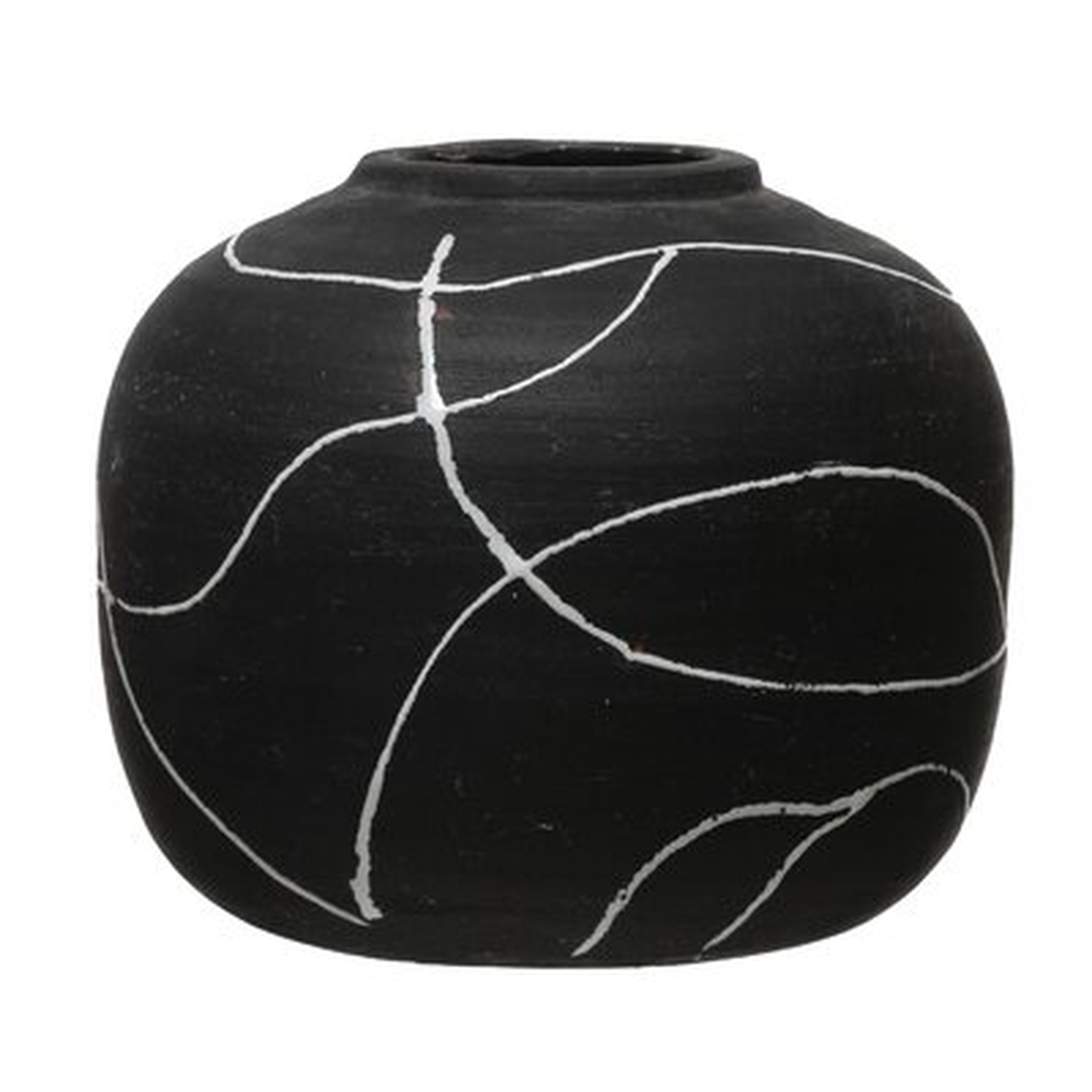 Analyss Black/White 6.5" Terracotta Table Vase - Wayfair