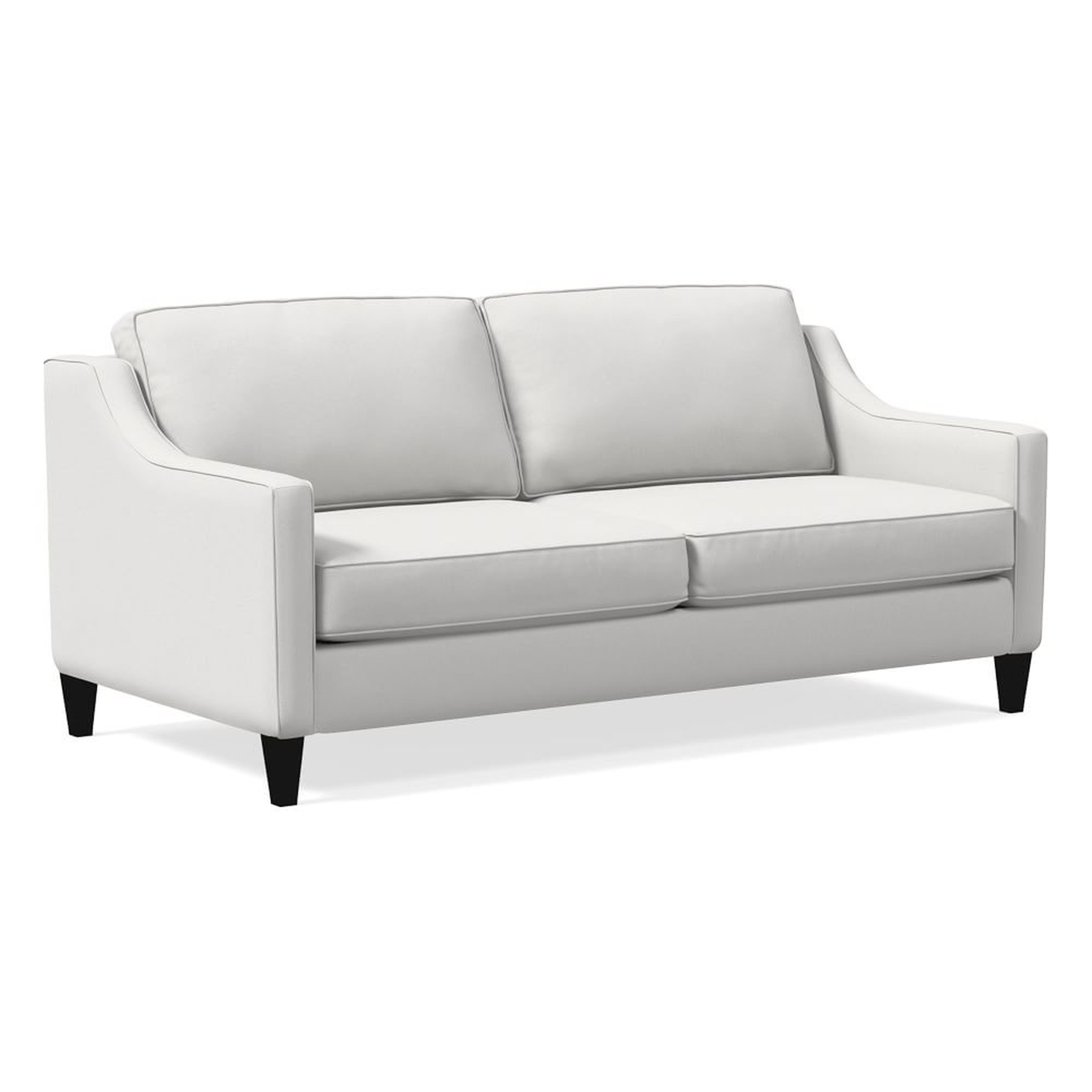 Paidge 73" Sofa, Performance Washed Canvas, White, Taper Chocolate - West Elm