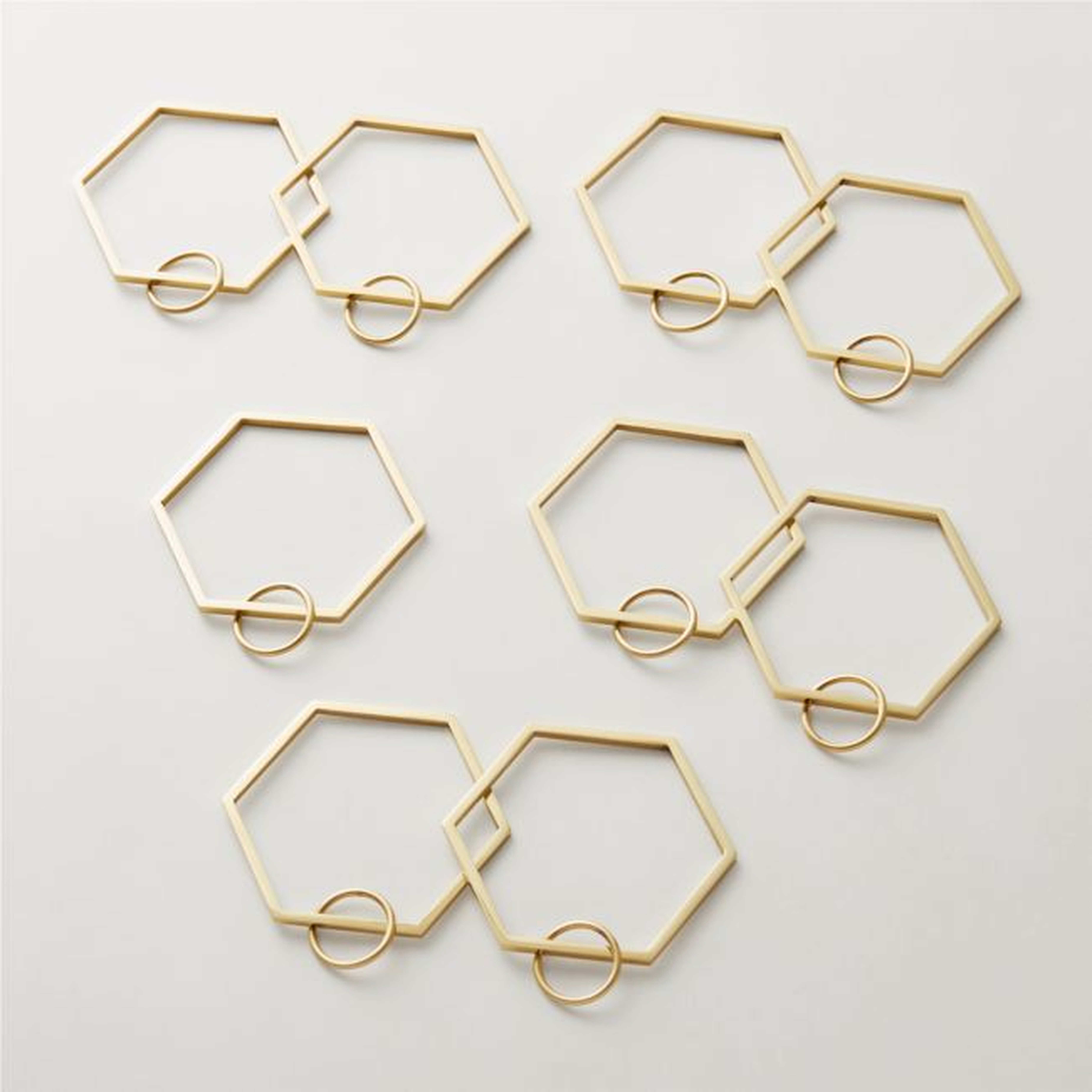Bolt Polished Brass Curtain Rings Set of 9 - CB2