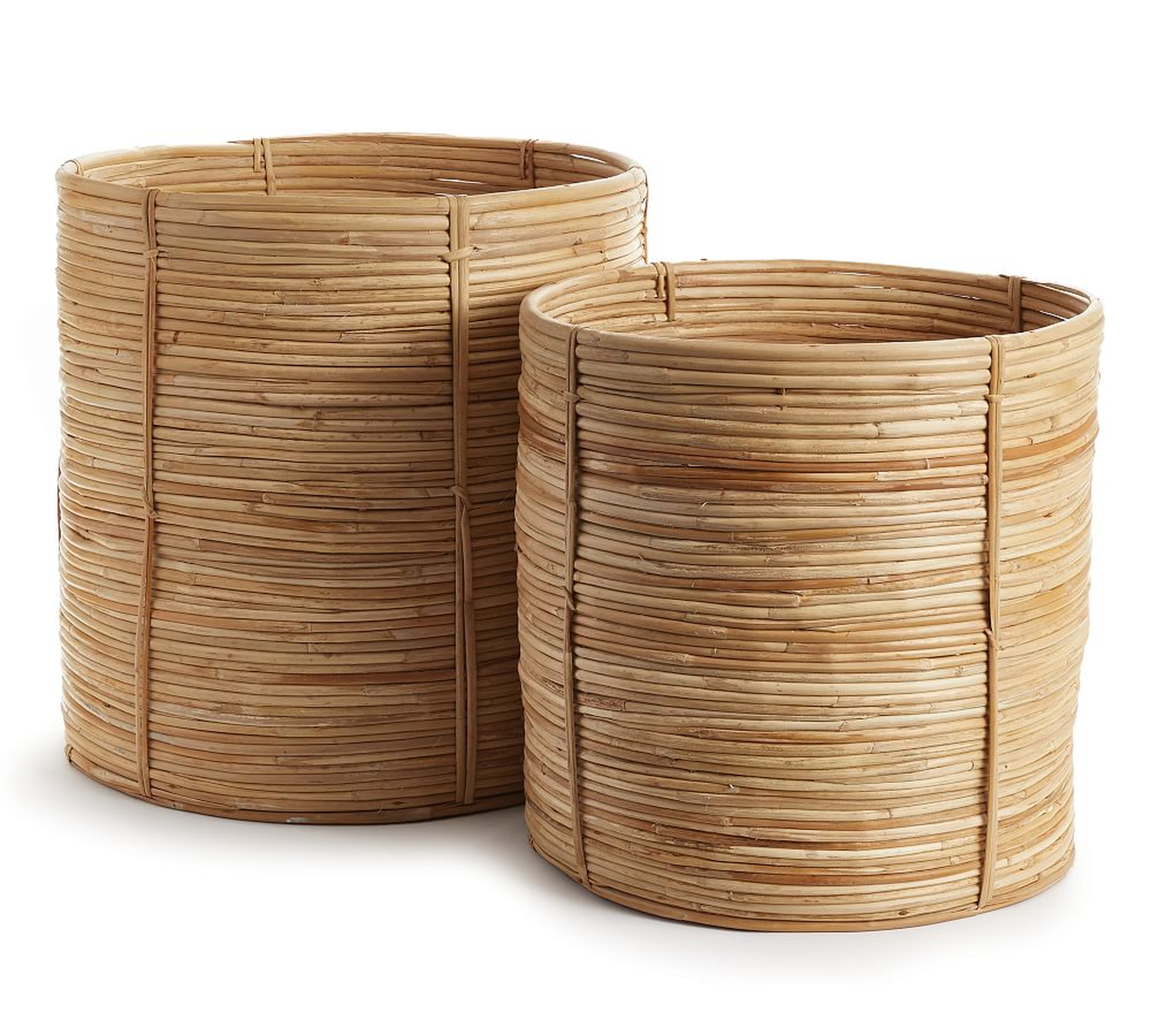 Cane Rattan Basket Set of 2, Tall Oval - Pottery Barn