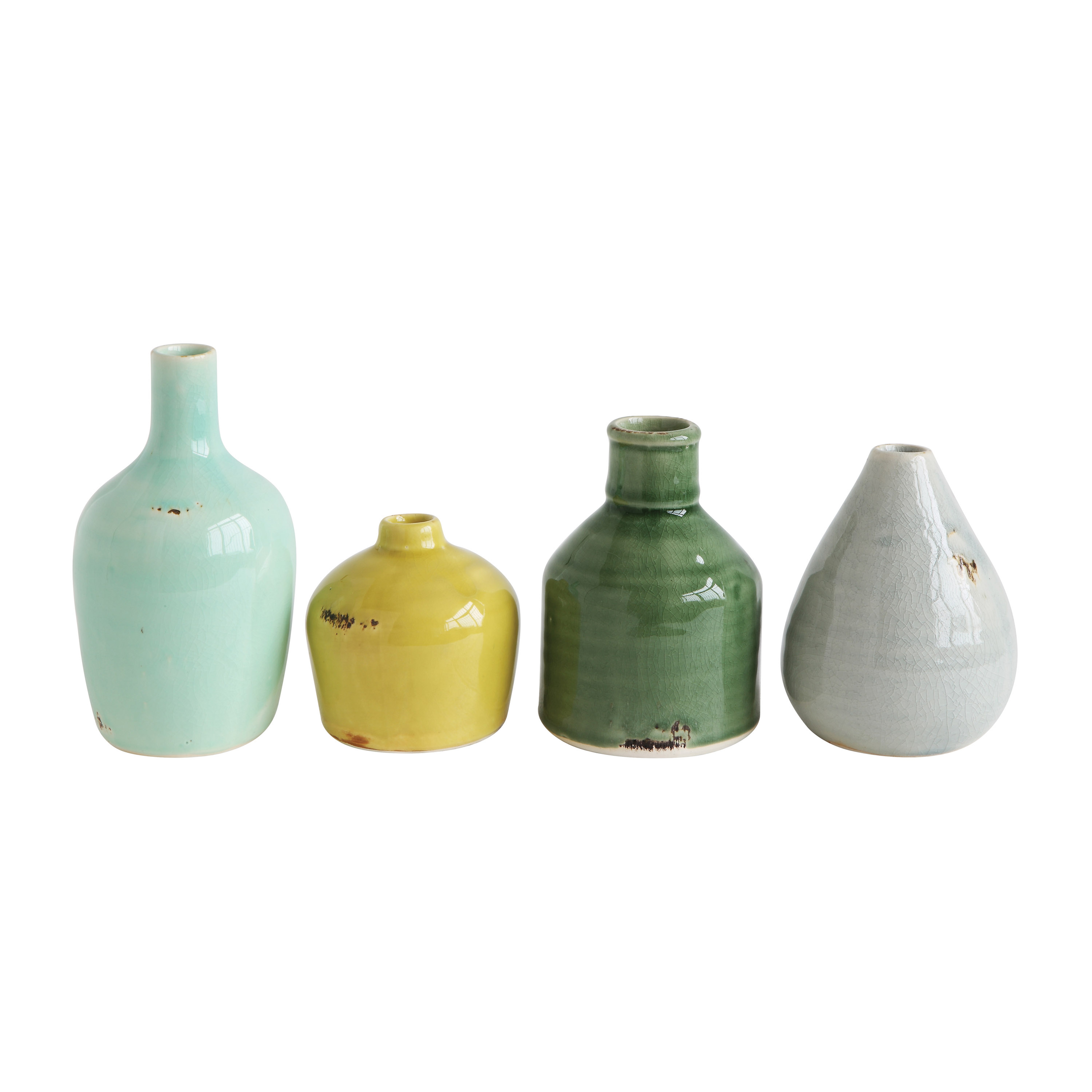 Blue, Yellow, Green & White Terracotta Vases (Set of 4 Colors/Shapes) - Nomad Home