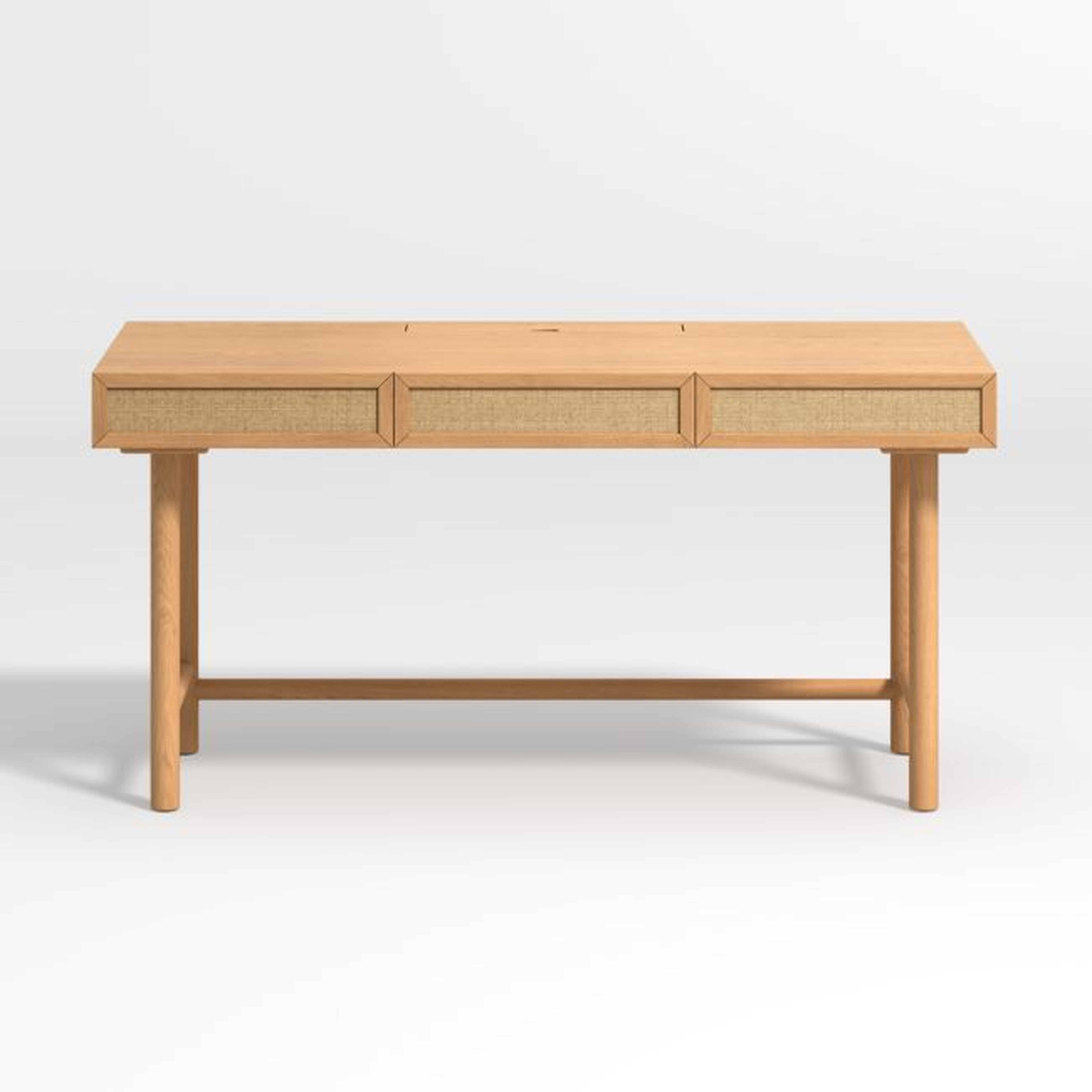 Emmer 60" Natural Oak Desk with Outlet - Crate and Barrel