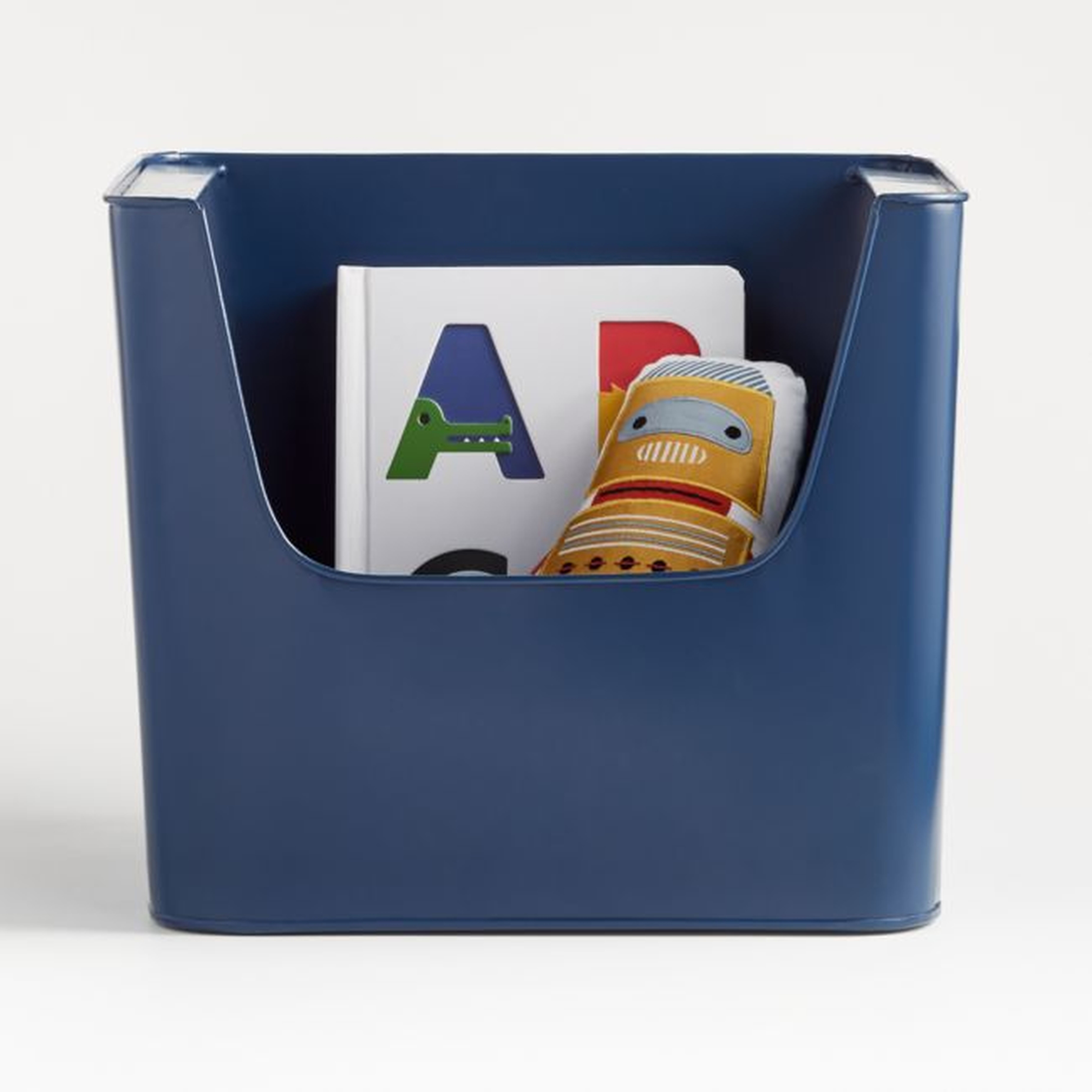 Large Dark Blue Metal Stacking Storage Bin - Crate & Kids