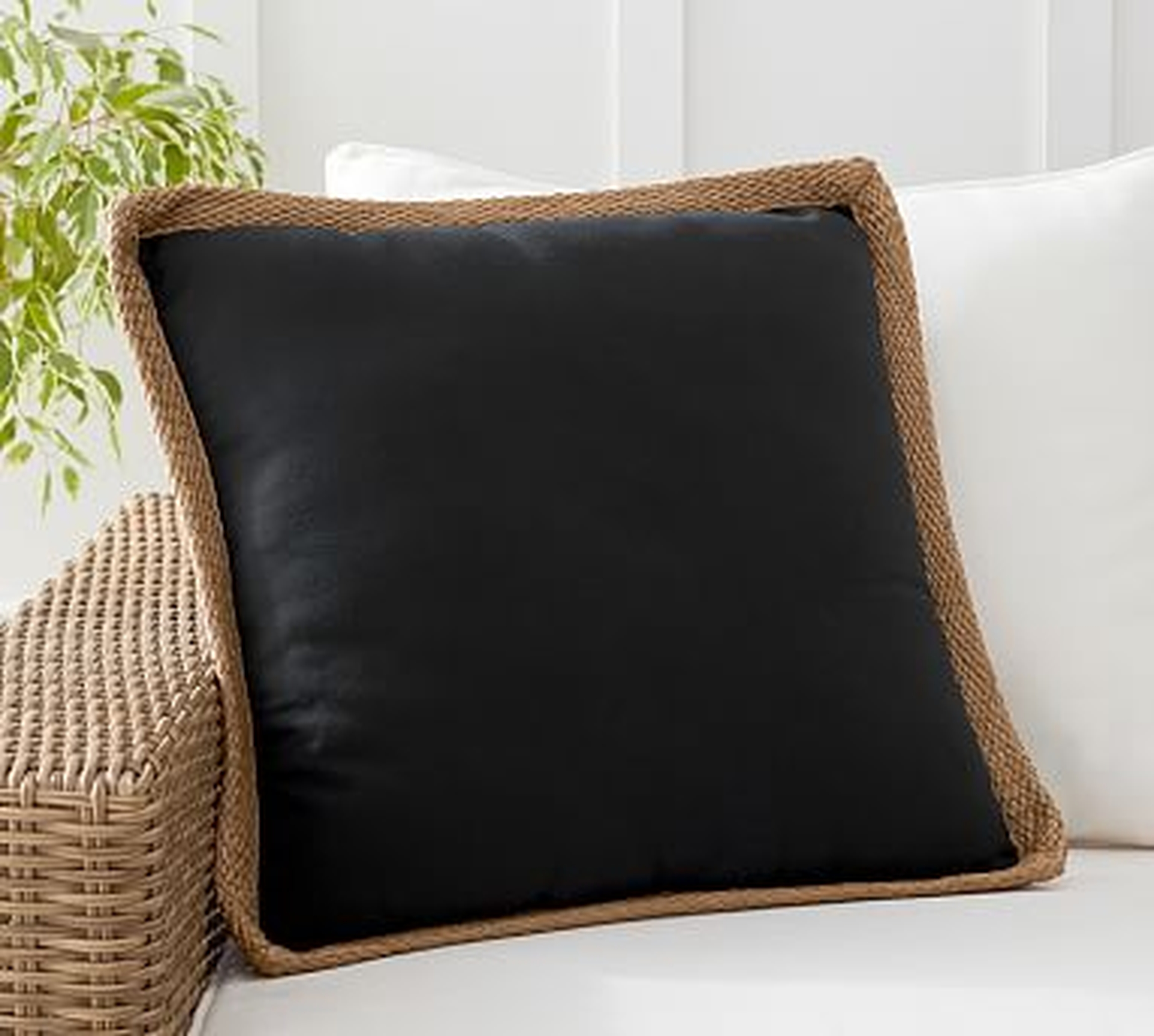 Trim Outdoor Pillow, 20 x 20", Black - Pottery Barn