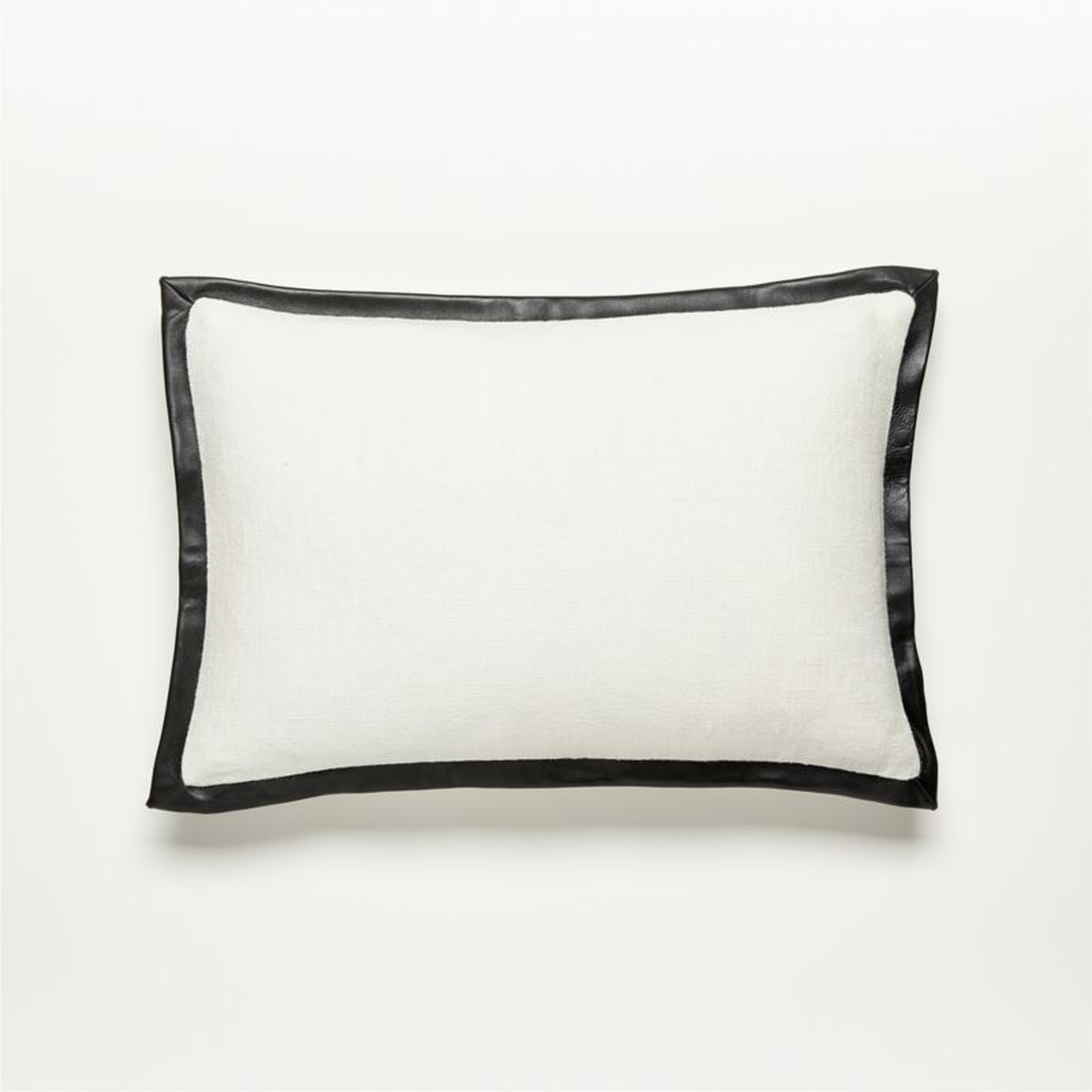 Tuxedo White Linen Throw Pillow with Down-Alternative Insert 18''x12" by Kara Mann - CB2