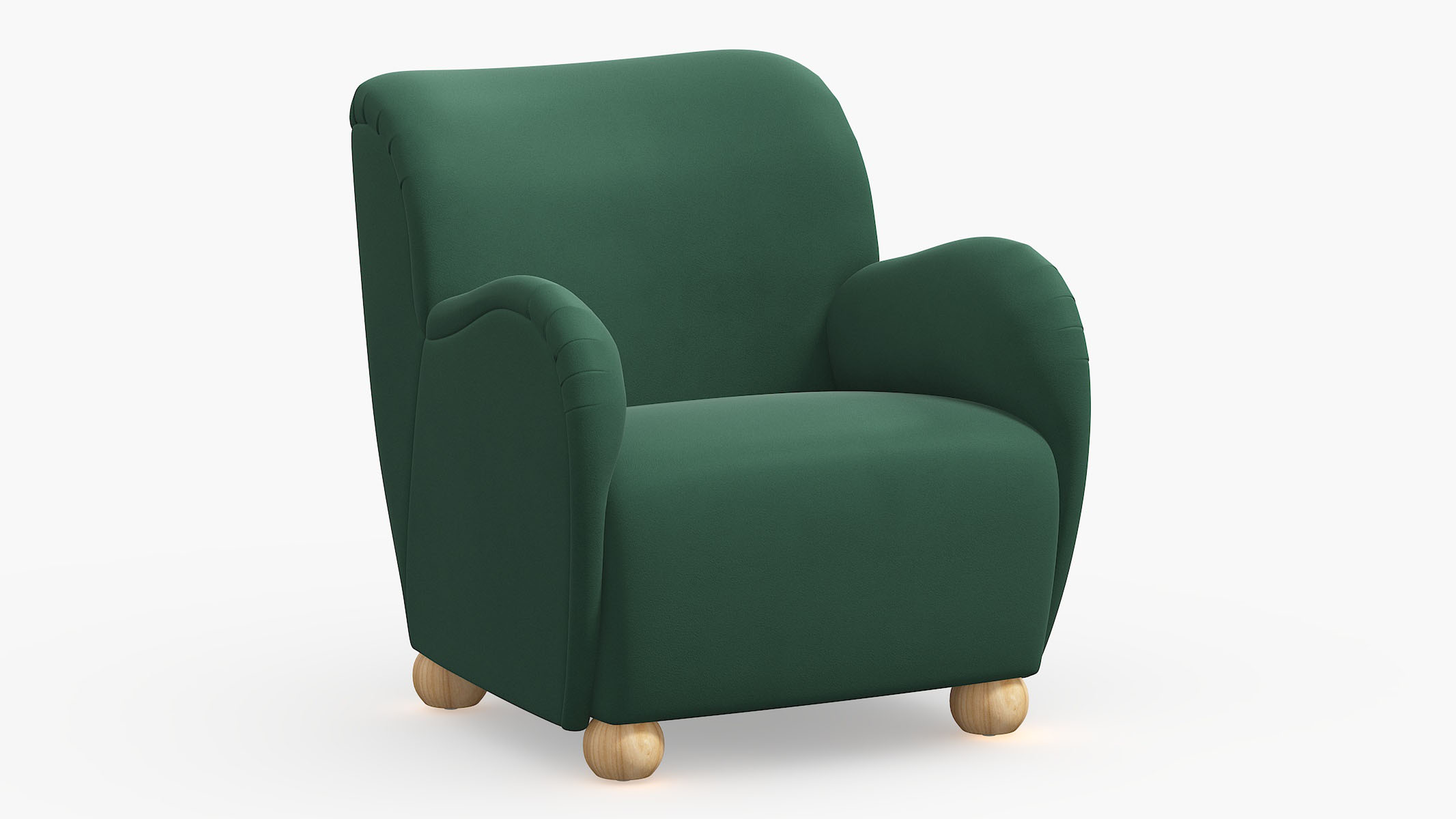 Bun Foot Accent Chair, Emerald Classic Velvet - The Inside