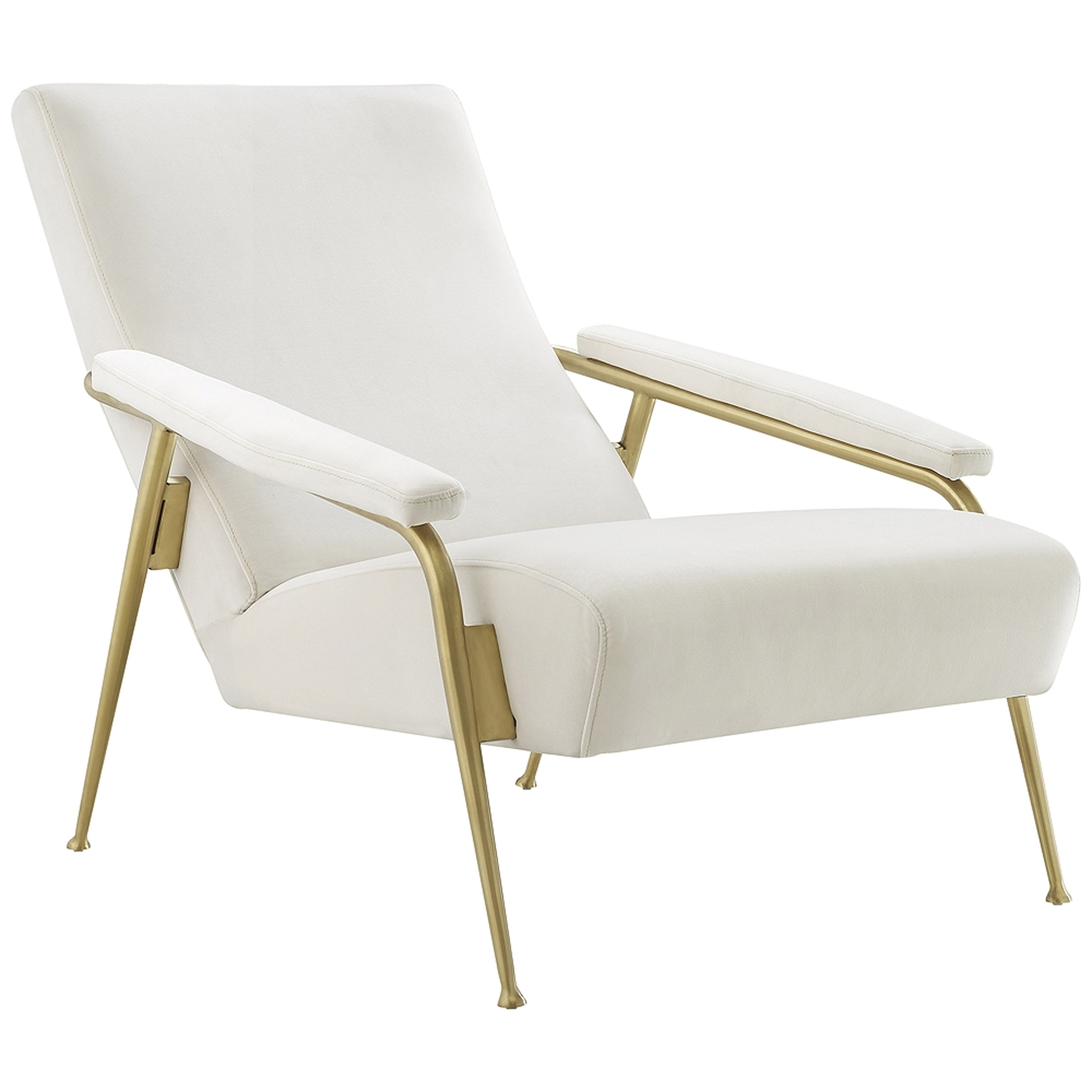 Abbey Cream Velvet and Brushed Gold Armchair - Style # 80N12 - Lamps Plus