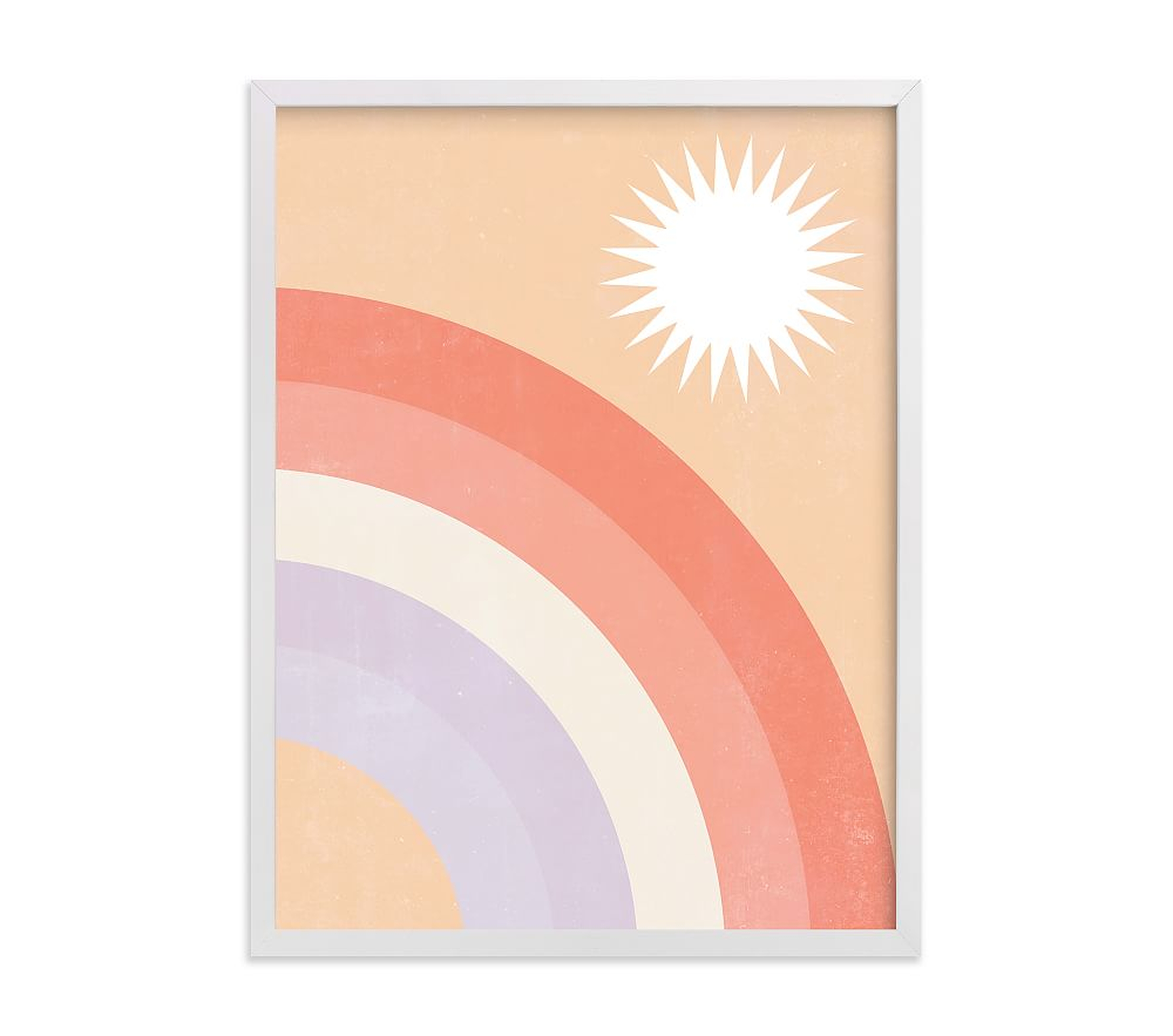 Minted(R) Double Rainbow with Sun Wall Art by Emmanuela Carratoni 18x24, White - Pottery Barn Kids